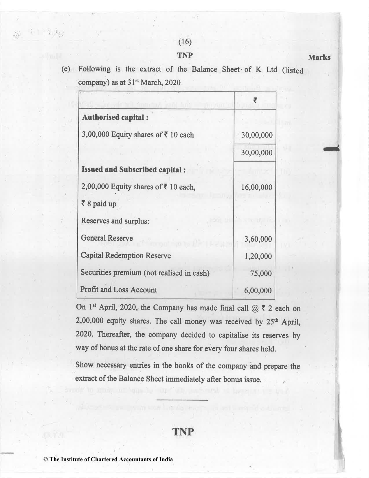 CA Inter Jul 2021 Question Paper - Paper 1 – Accounting - Page 16