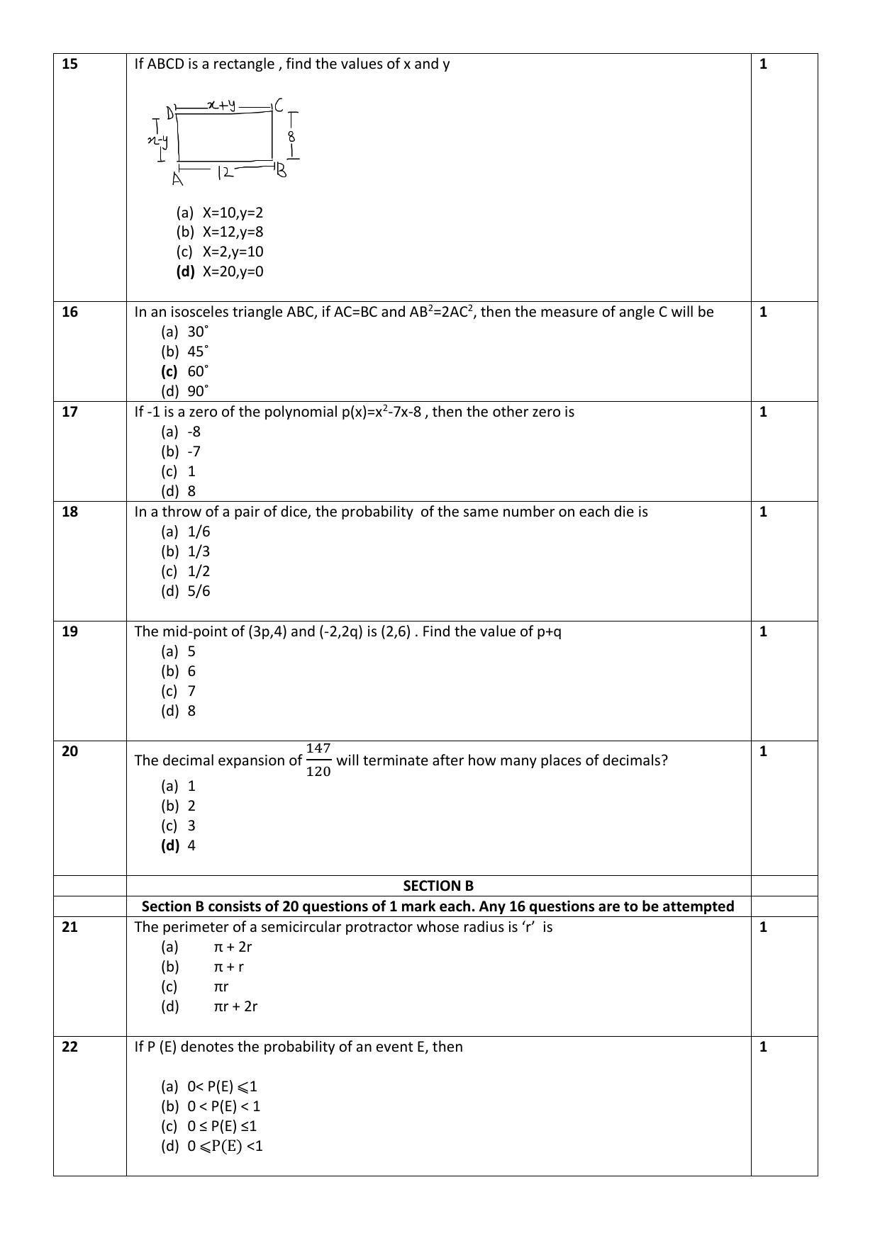 CBSE Class 10 Mathematics (Basic) Sample Paper 2021-22 - Page 3