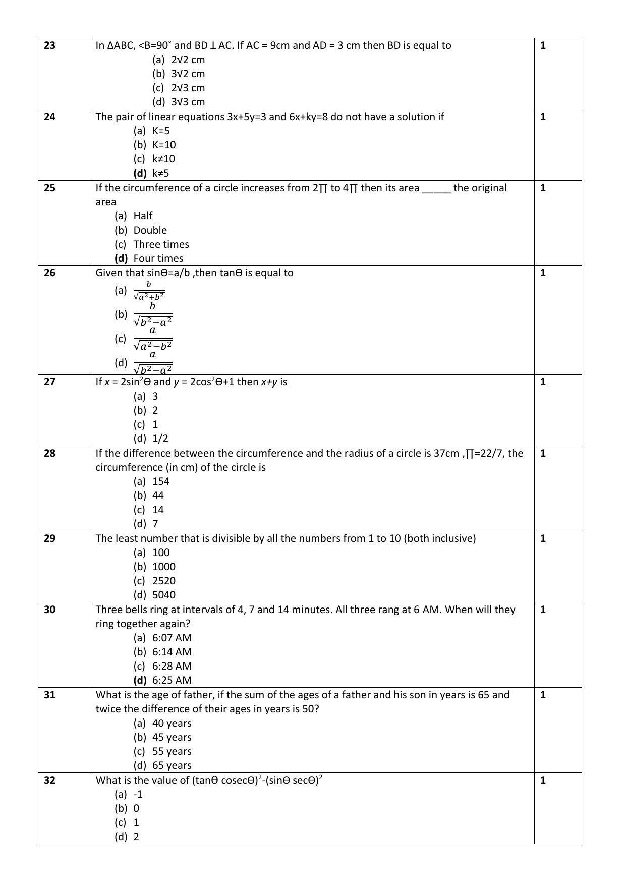 CBSE Class 10 Mathematics (Basic) Sample Paper 2021-22 - Page 4