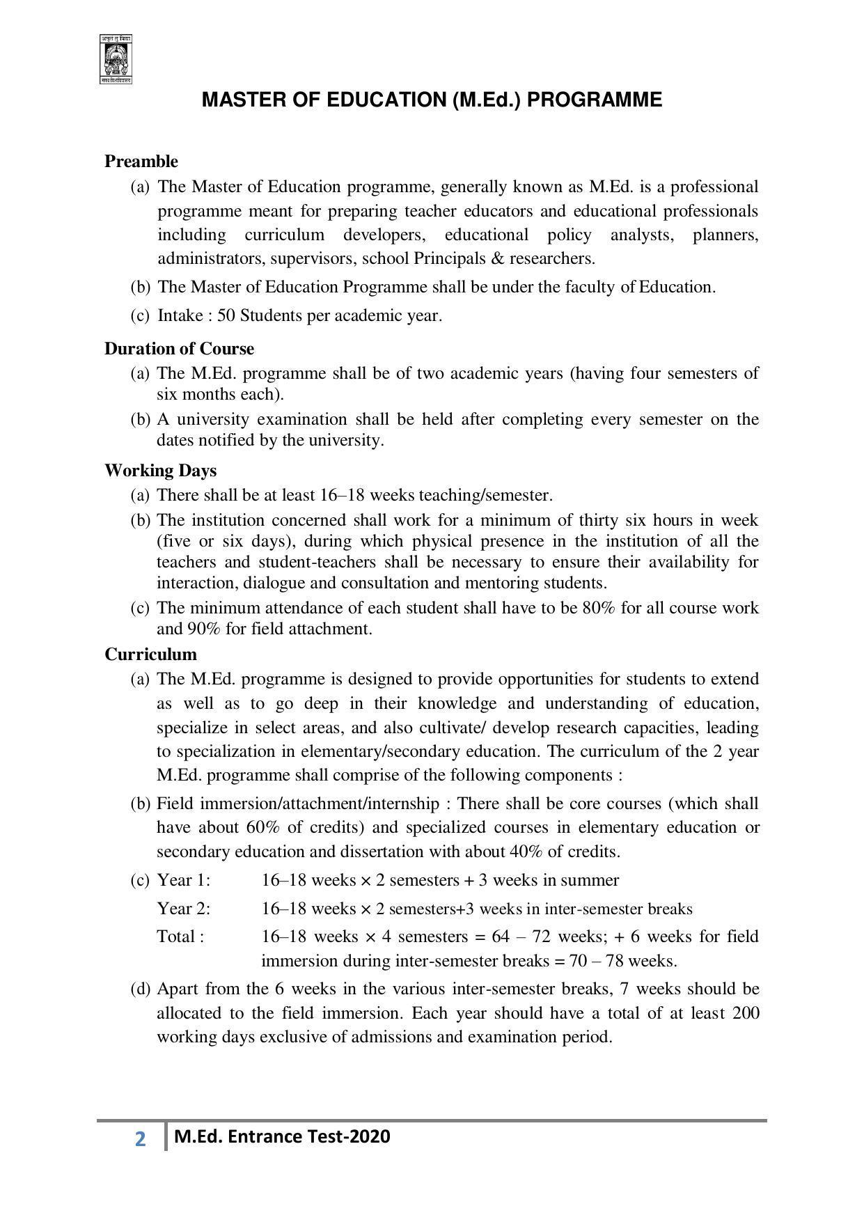 Magadh University, Bodh Gaya M.Ed Entrance Test 2020 - Page 2