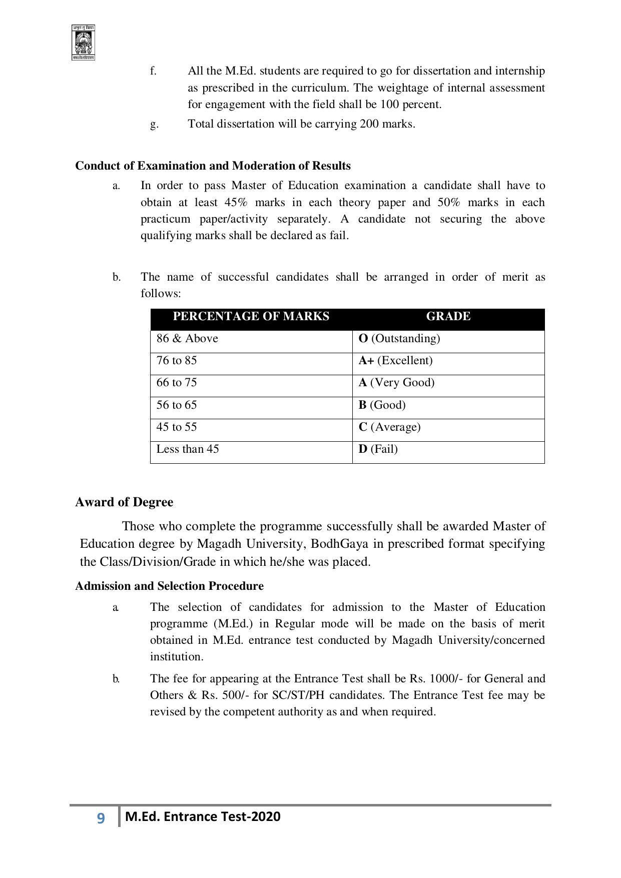 Magadh University, Bodh Gaya M.Ed Entrance Test 2020 - Page 9