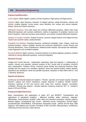 GATE Biomedical Engineering Syllabus