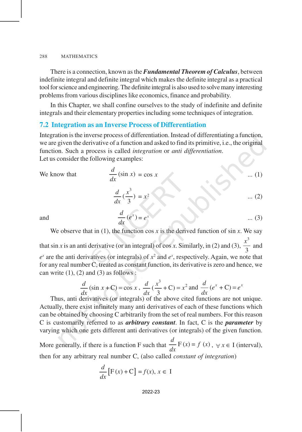 NCERT Book for Class 12 Maths Chapter 7 Integrals - Page 2