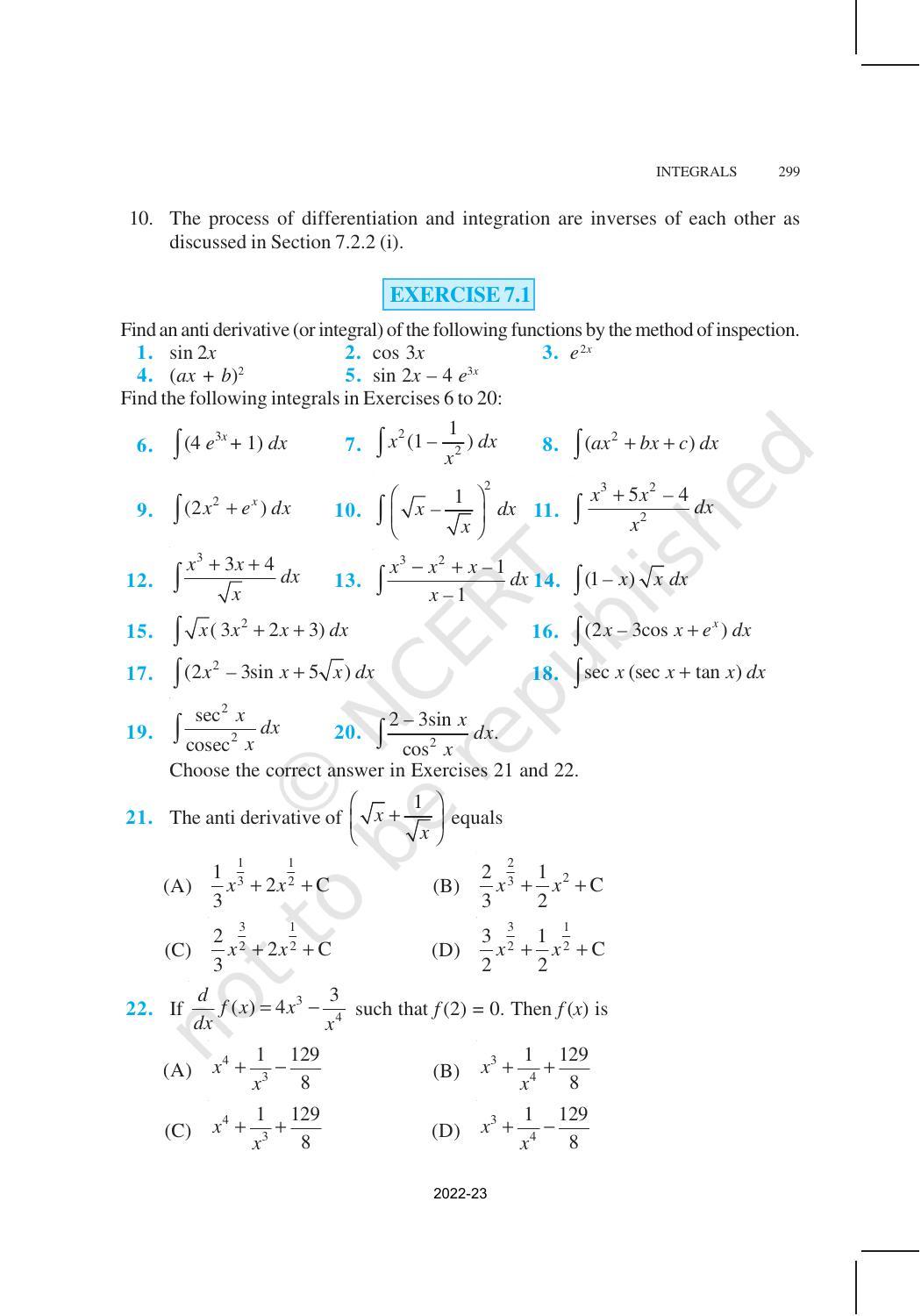NCERT Book for Class 12 Maths Chapter 7 Integrals - Page 13