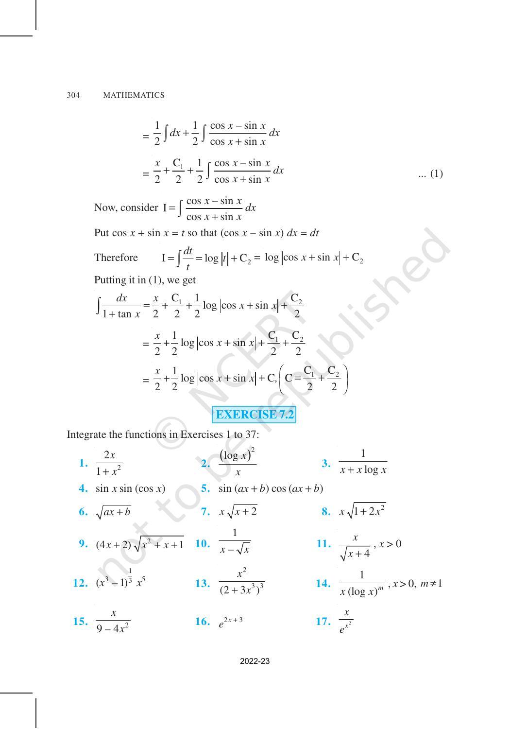 NCERT Book for Class 12 Maths Chapter 7 Integrals - Page 18