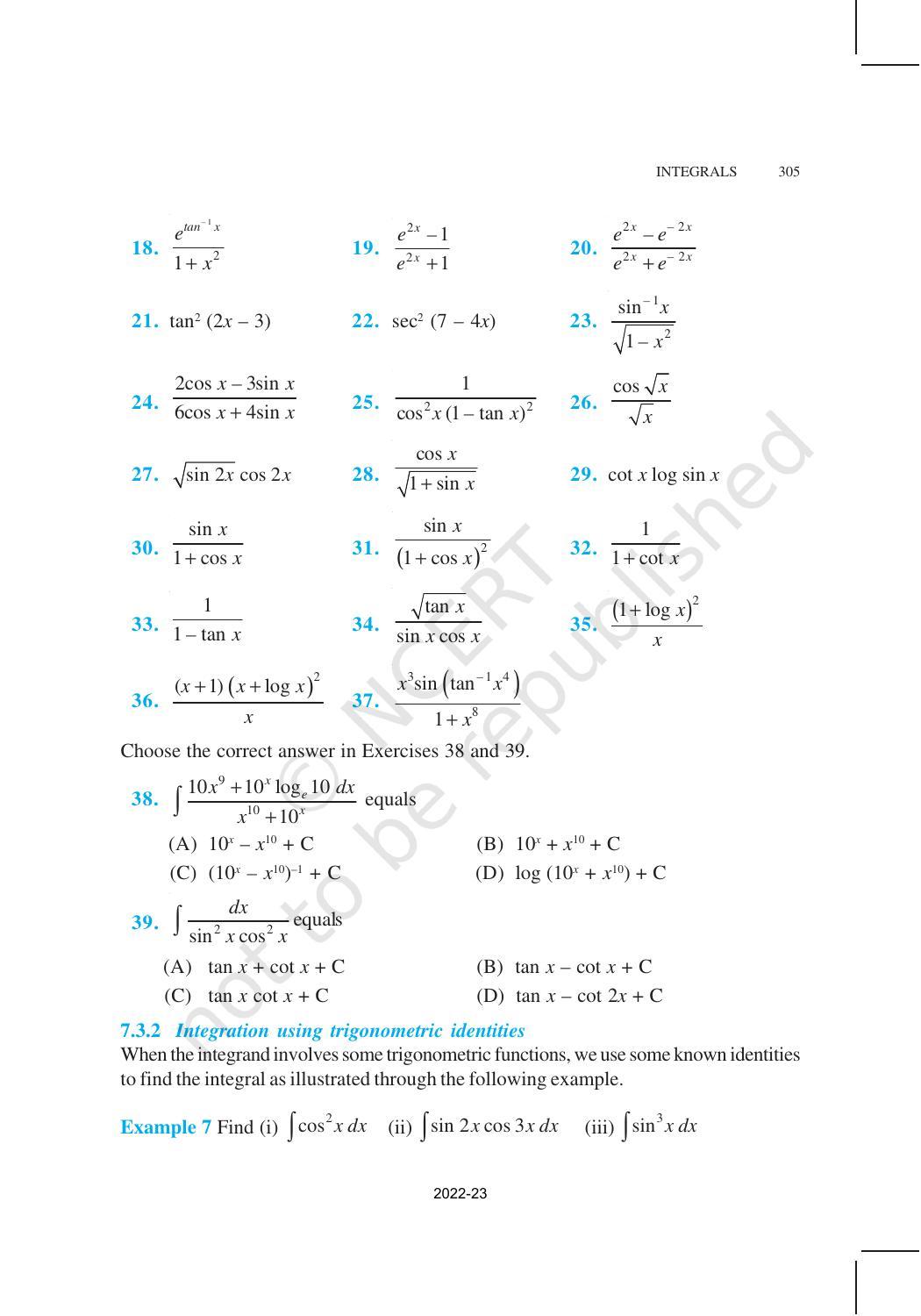 NCERT Book for Class 12 Maths Chapter 7 Integrals - Page 19