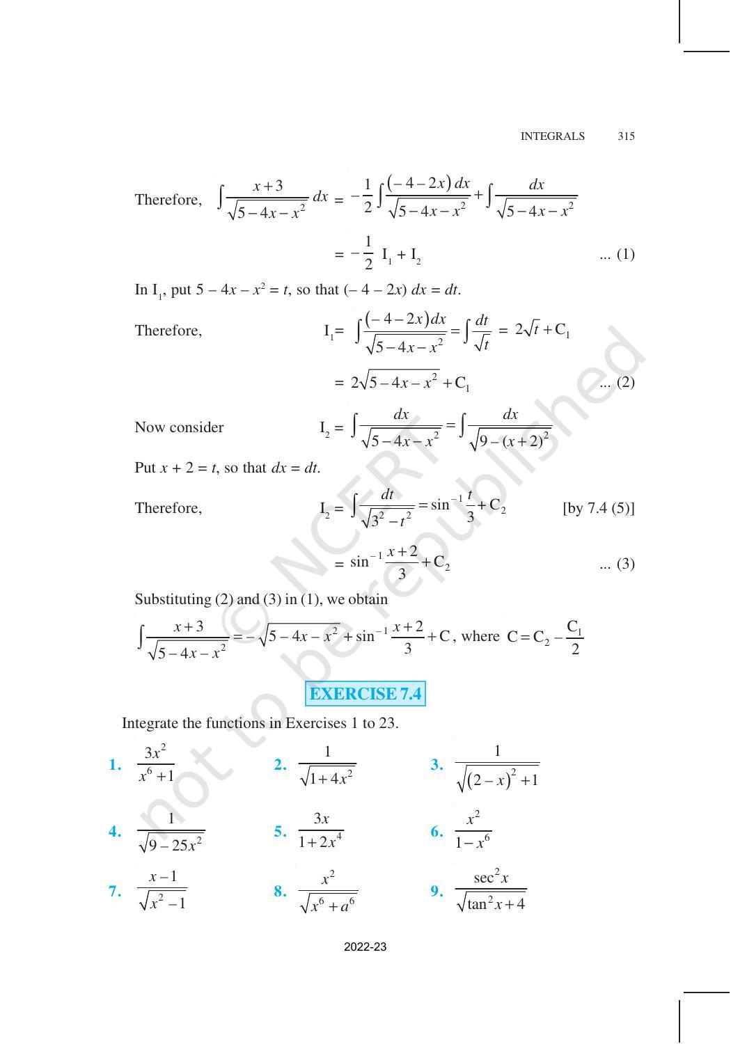 NCERT Book for Class 12 Maths Chapter 7 Integrals - Page 29