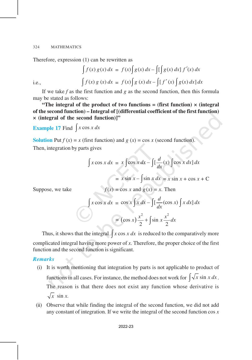 NCERT Book for Class 12 Maths Chapter 7 Integrals - Page 38