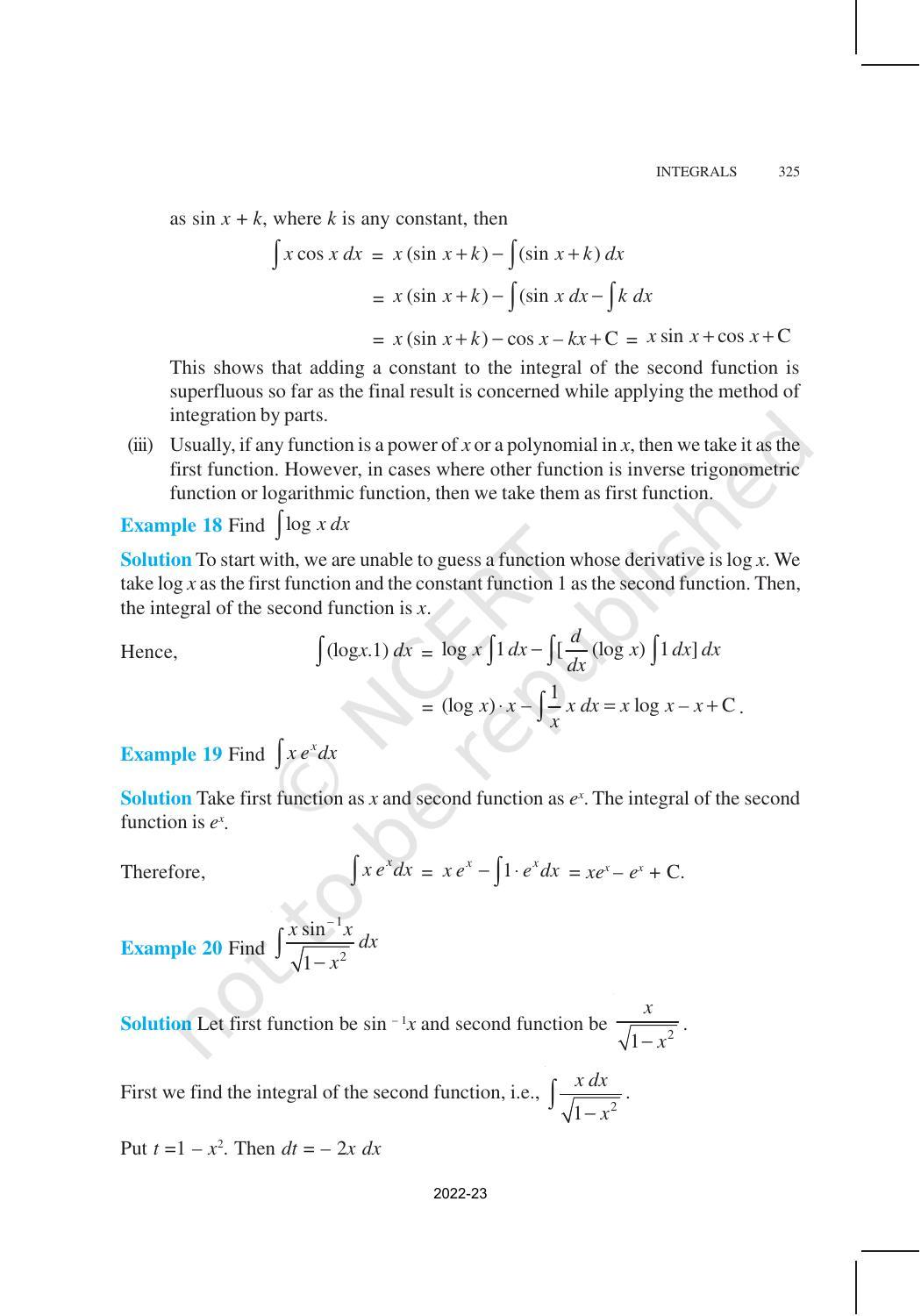 NCERT Book for Class 12 Maths Chapter 7 Integrals - Page 39