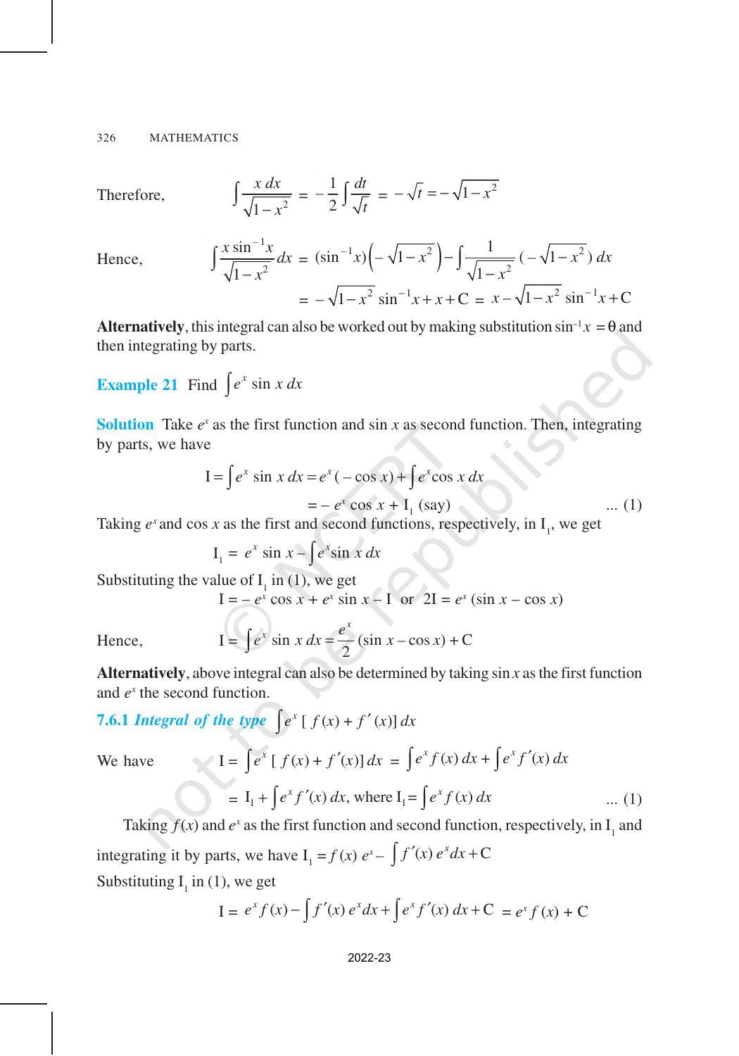 NCERT Book for Class 12 Maths Chapter 7 Integrals - Page 40