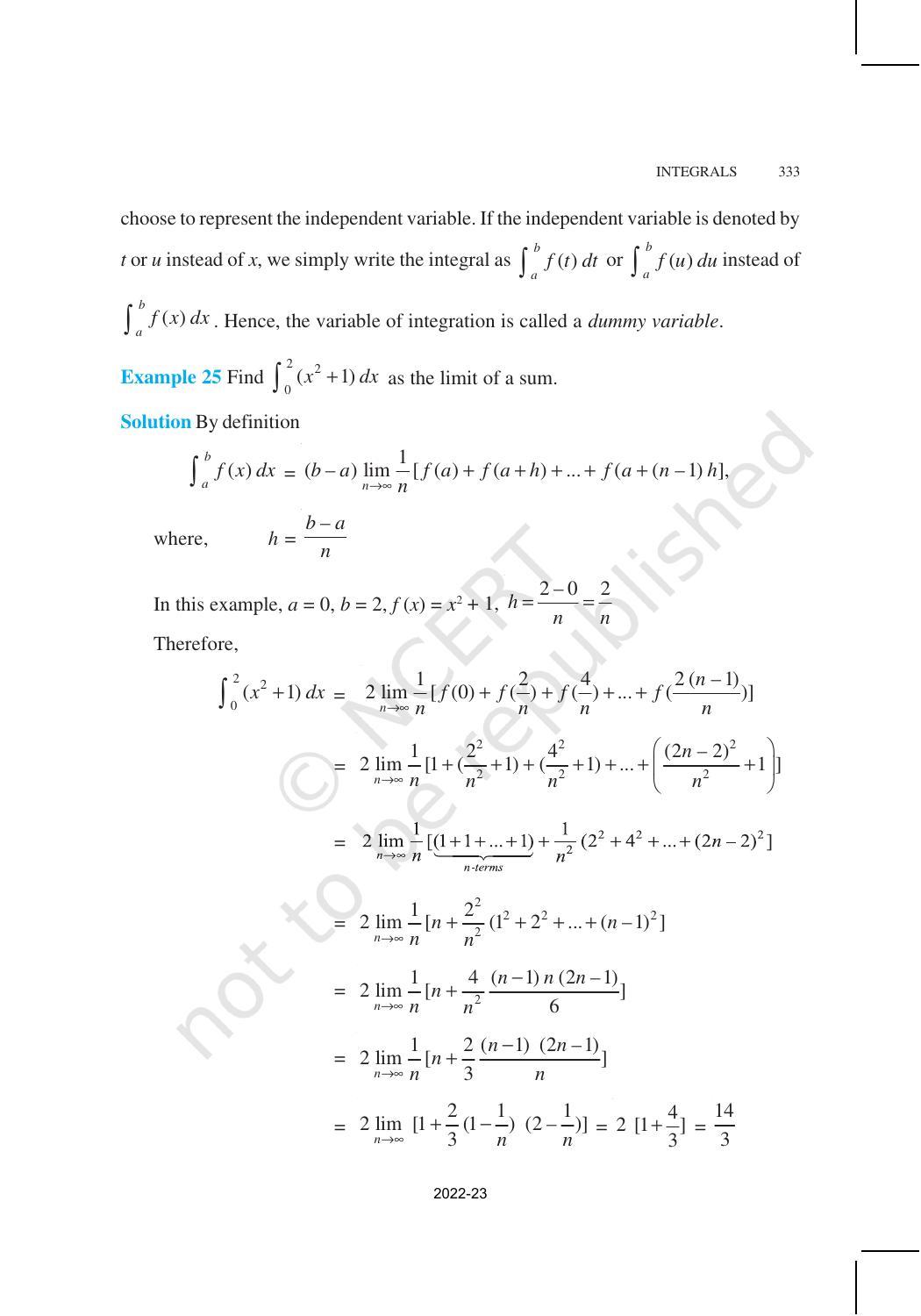 NCERT Book for Class 12 Maths Chapter 7 Integrals - Page 47
