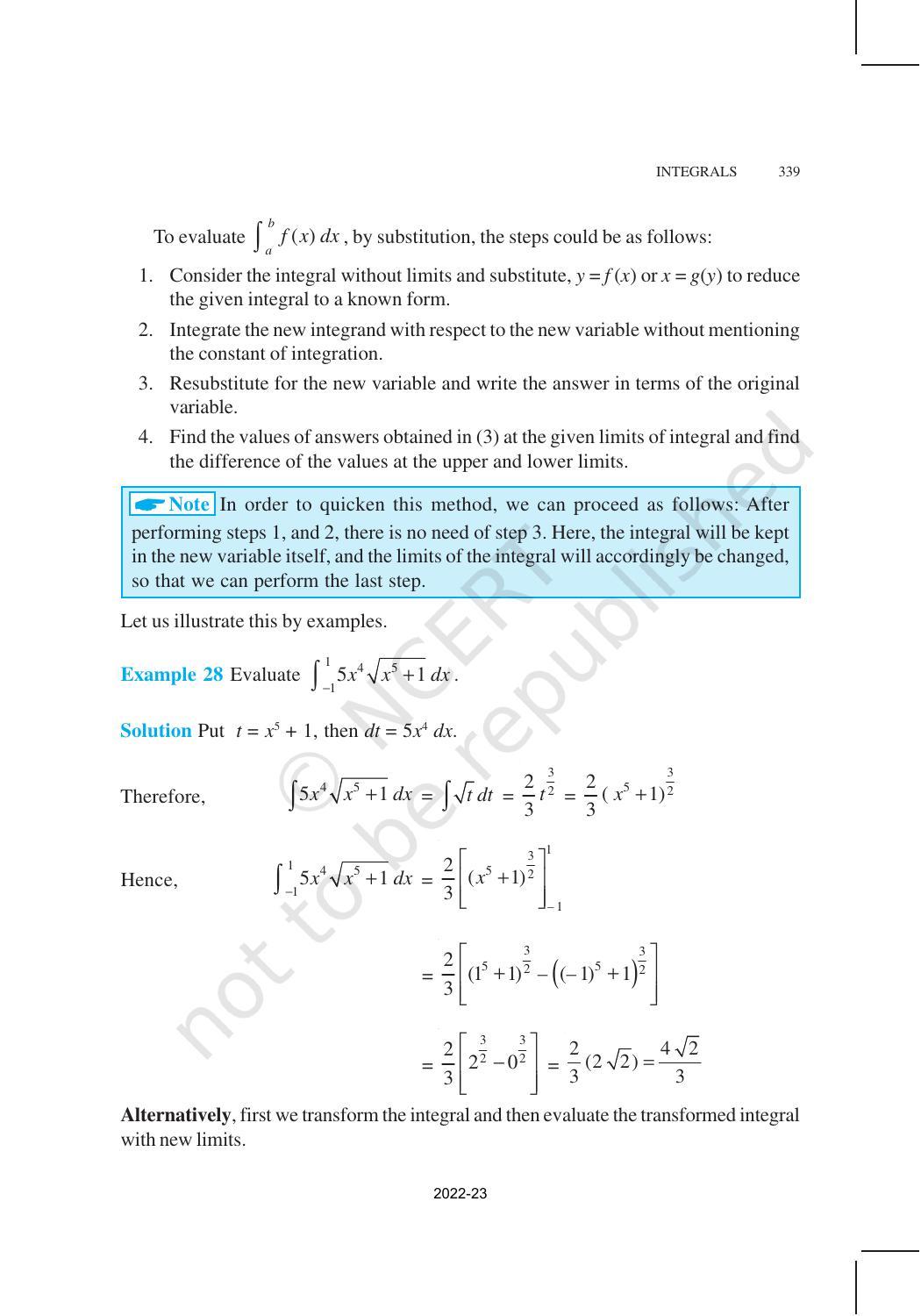 NCERT Book for Class 12 Maths Chapter 7 Integrals - Page 53