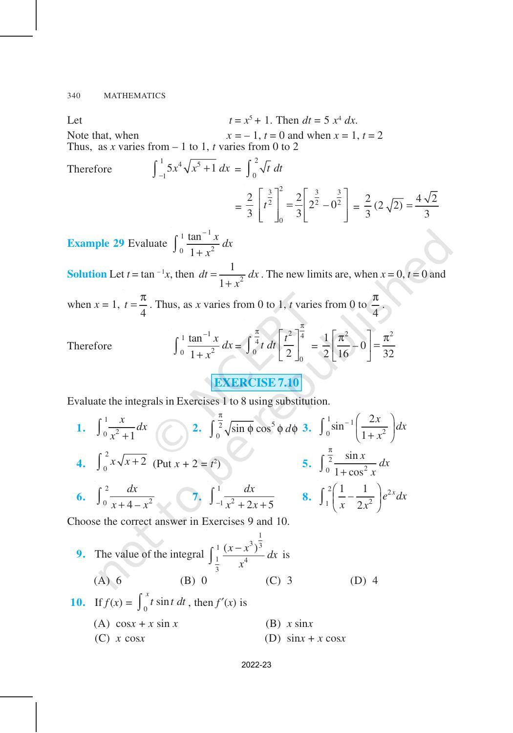 NCERT Book for Class 12 Maths Chapter 7 Integrals - Page 54