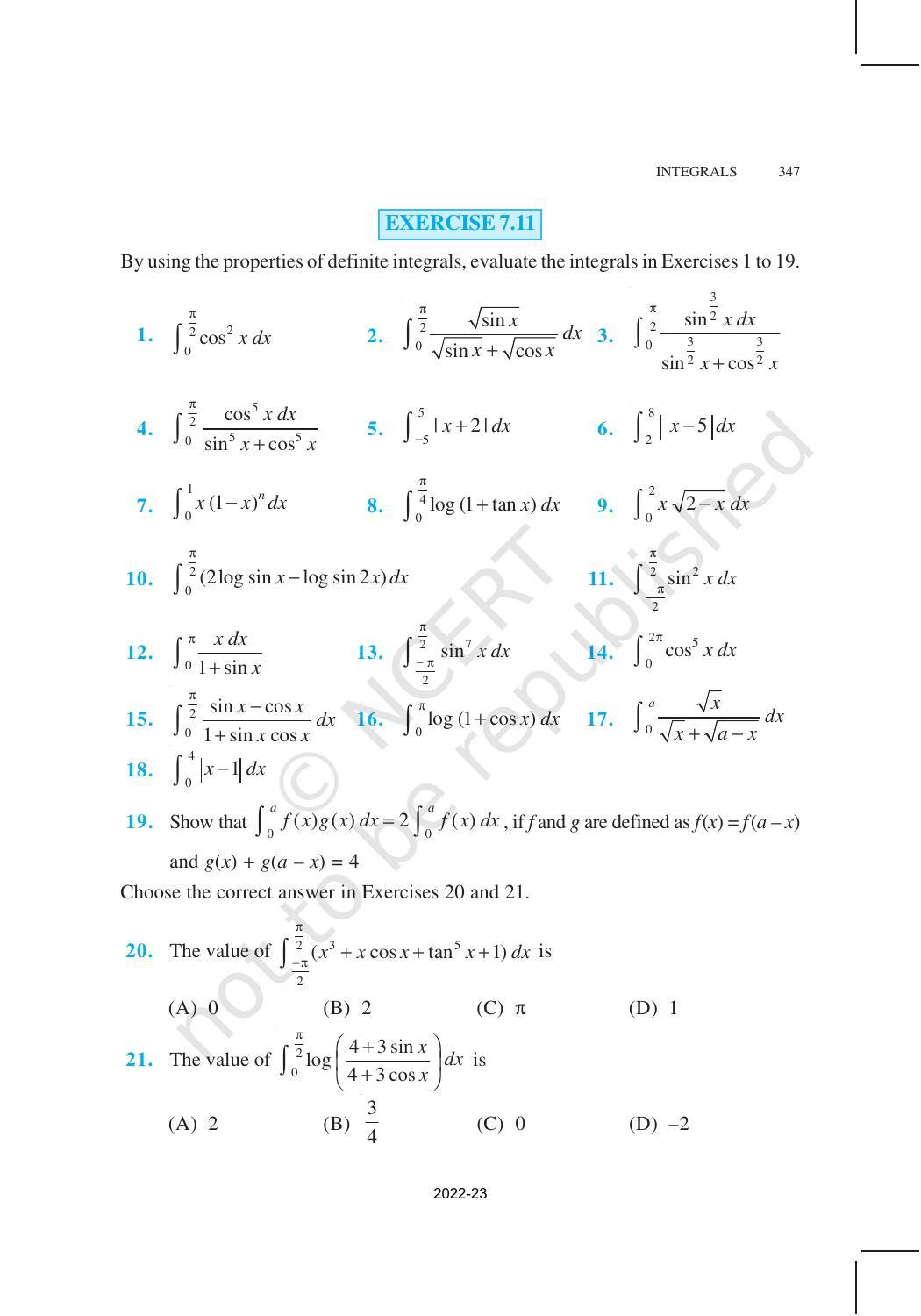 NCERT Book for Class 12 Maths Chapter 7 Integrals - Page 61