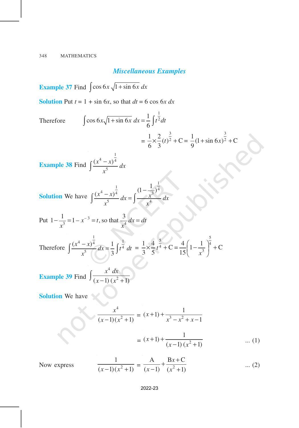 NCERT Book for Class 12 Maths Chapter 7 Integrals - Page 62