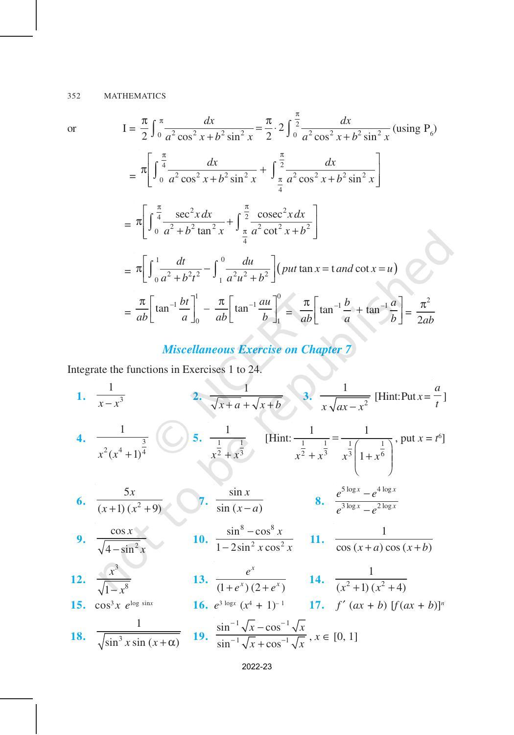 NCERT Book for Class 12 Maths Chapter 7 Integrals - Page 66