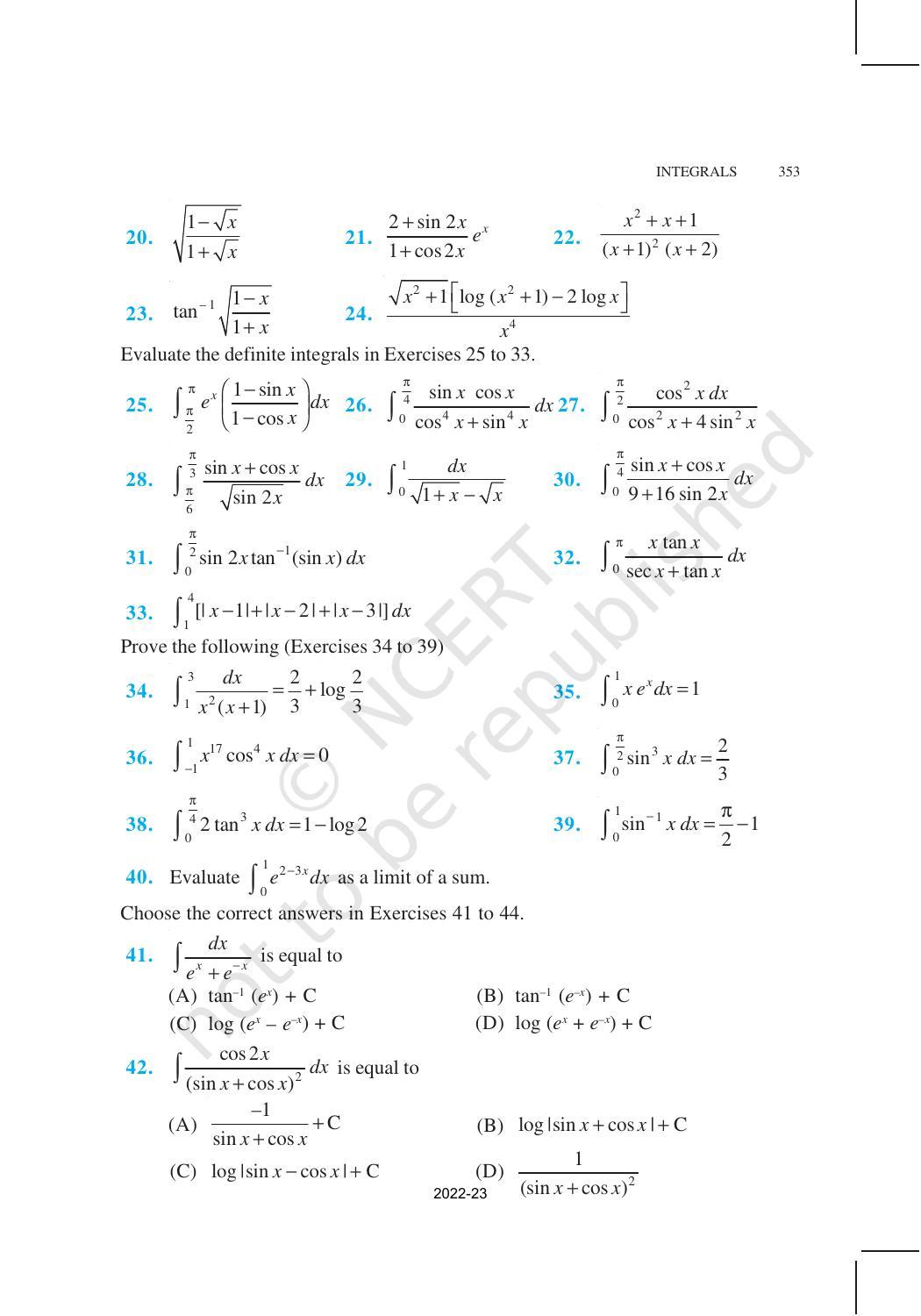NCERT Book for Class 12 Maths Chapter 7 Integrals - Page 67