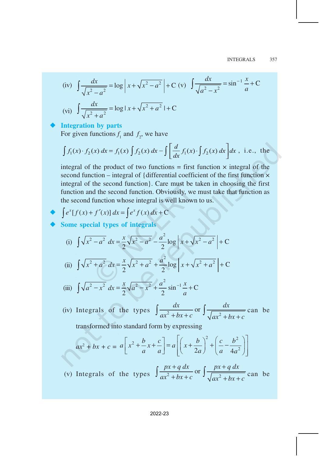 NCERT Book for Class 12 Maths Chapter 7 Integrals - Page 71