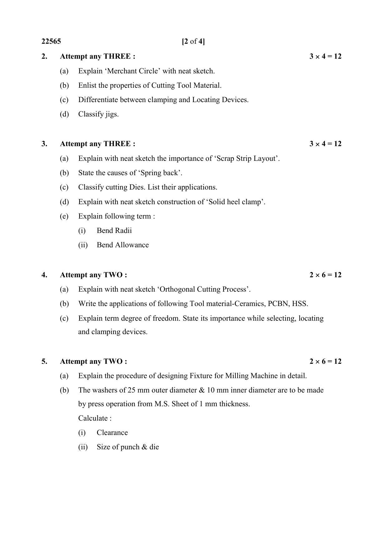 MSBTE Question Paper - 2019 - Tool Engineering (Elective) - Page 2