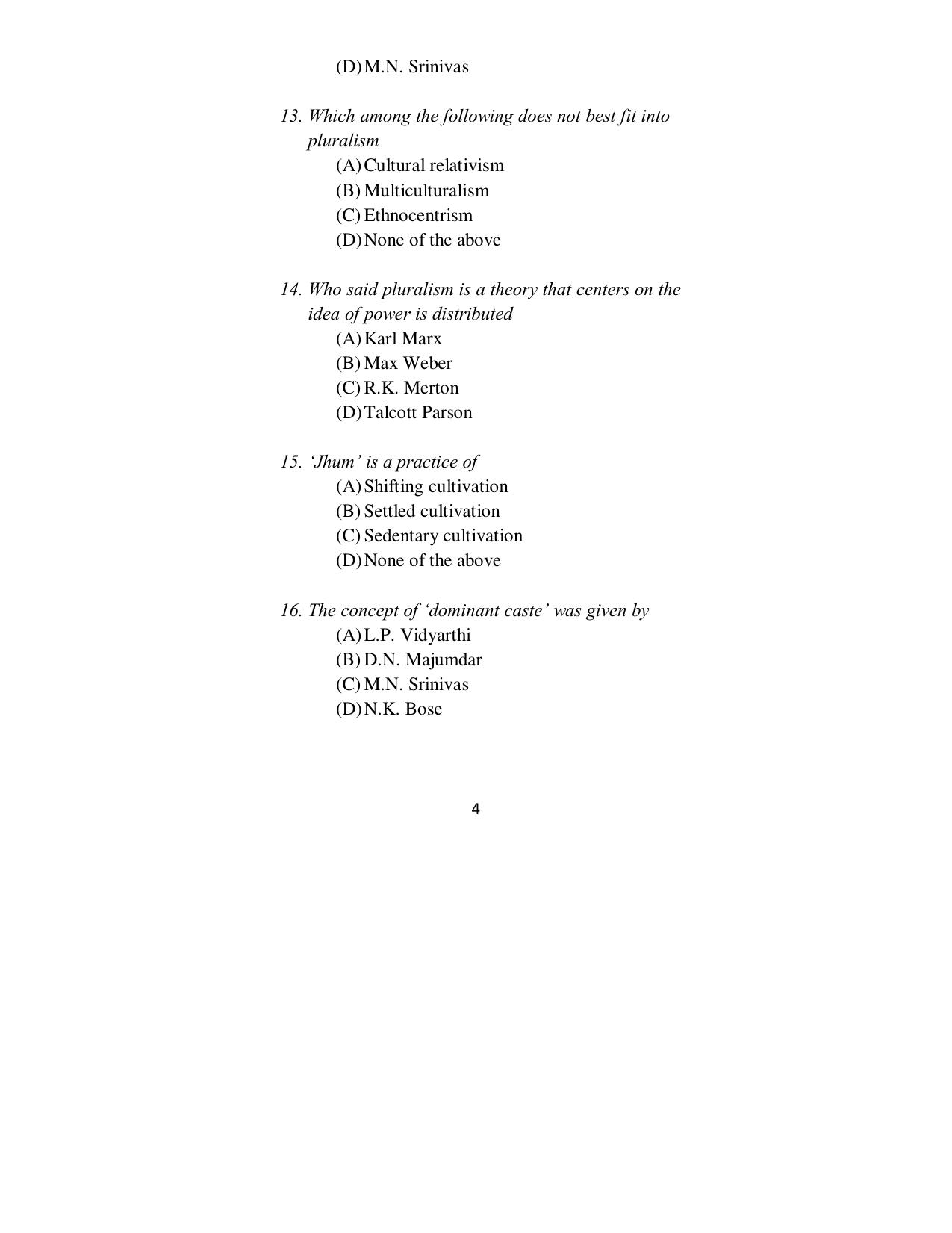 ISI Admission Test JRF in Sociology/Social anthropology SOA 2015 Sample Paper - Page 5