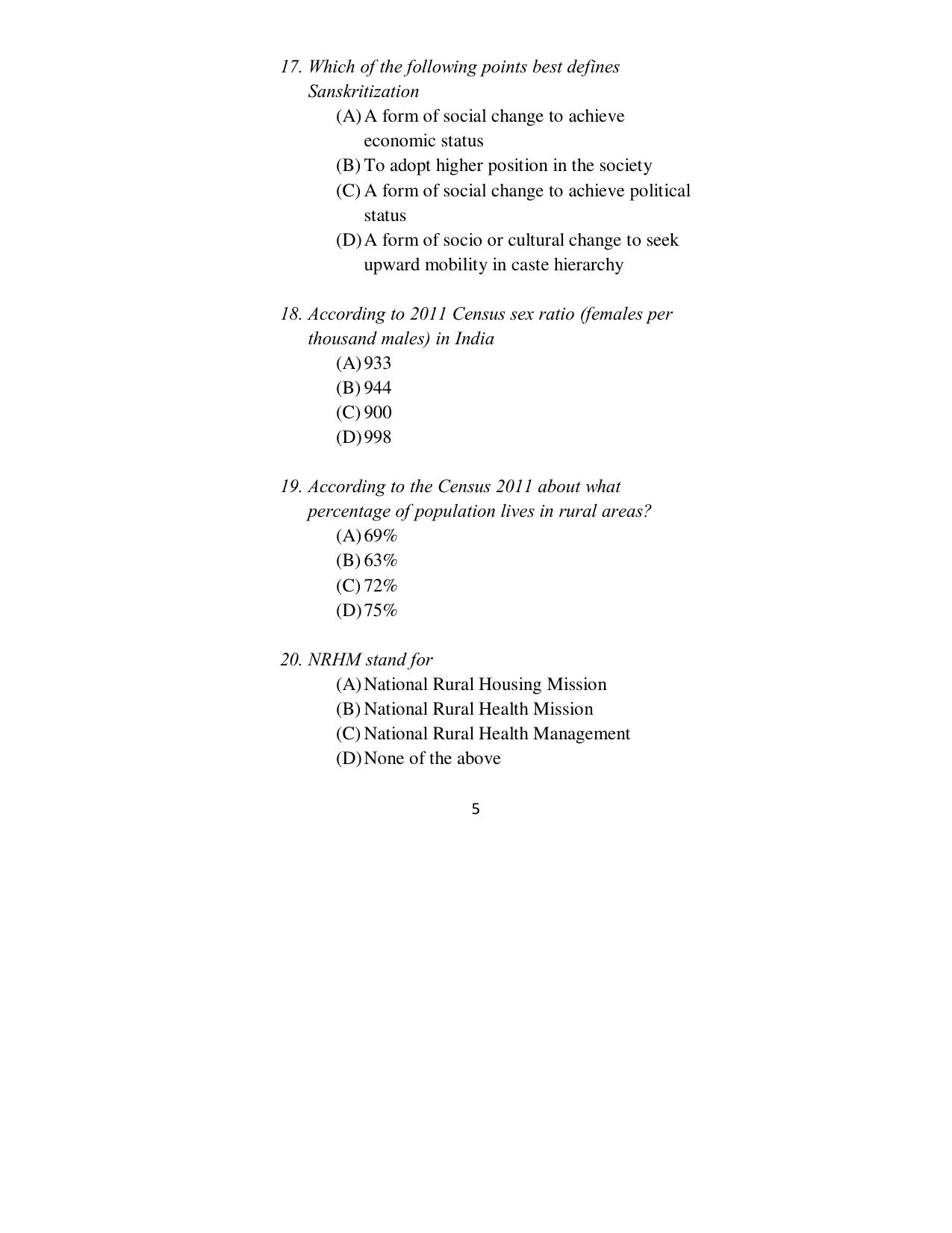 ISI Admission Test JRF in Sociology/Social anthropology SOA 2015 Sample Paper - Page 6
