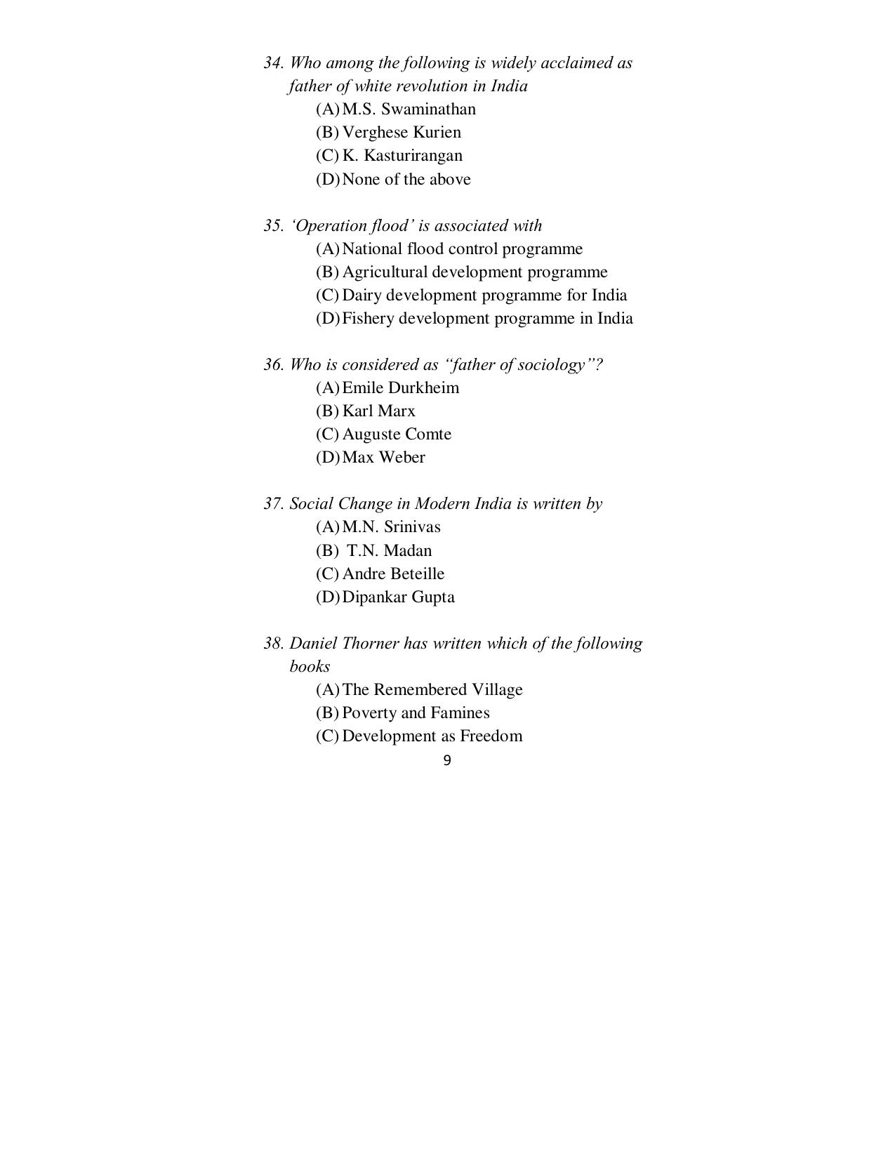 ISI Admission Test JRF in Sociology/Social anthropology SOA 2015 Sample Paper - Page 10