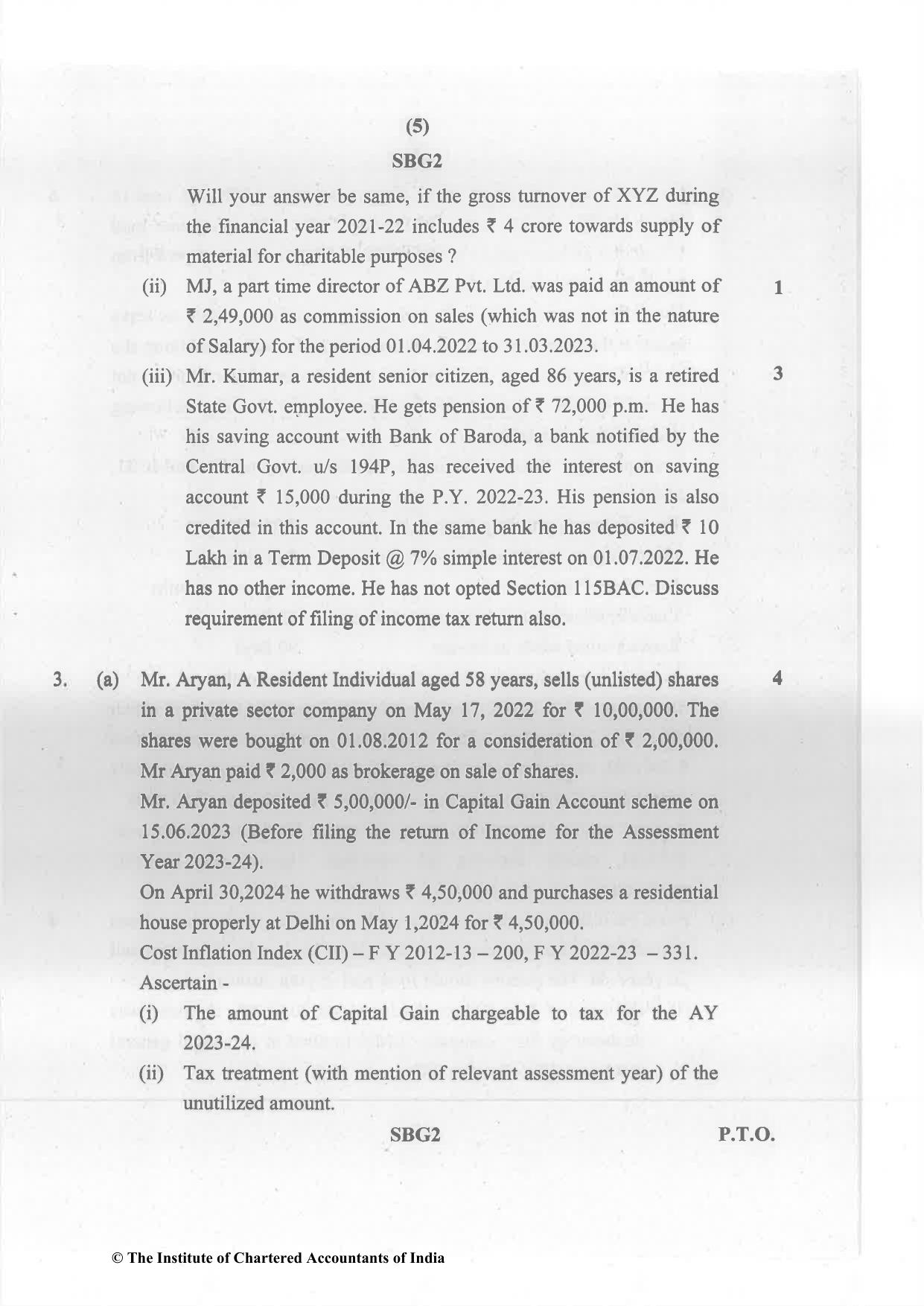 CA Inter Nov 2023 Question Paper - Paper 4 – Taxation - Page 5