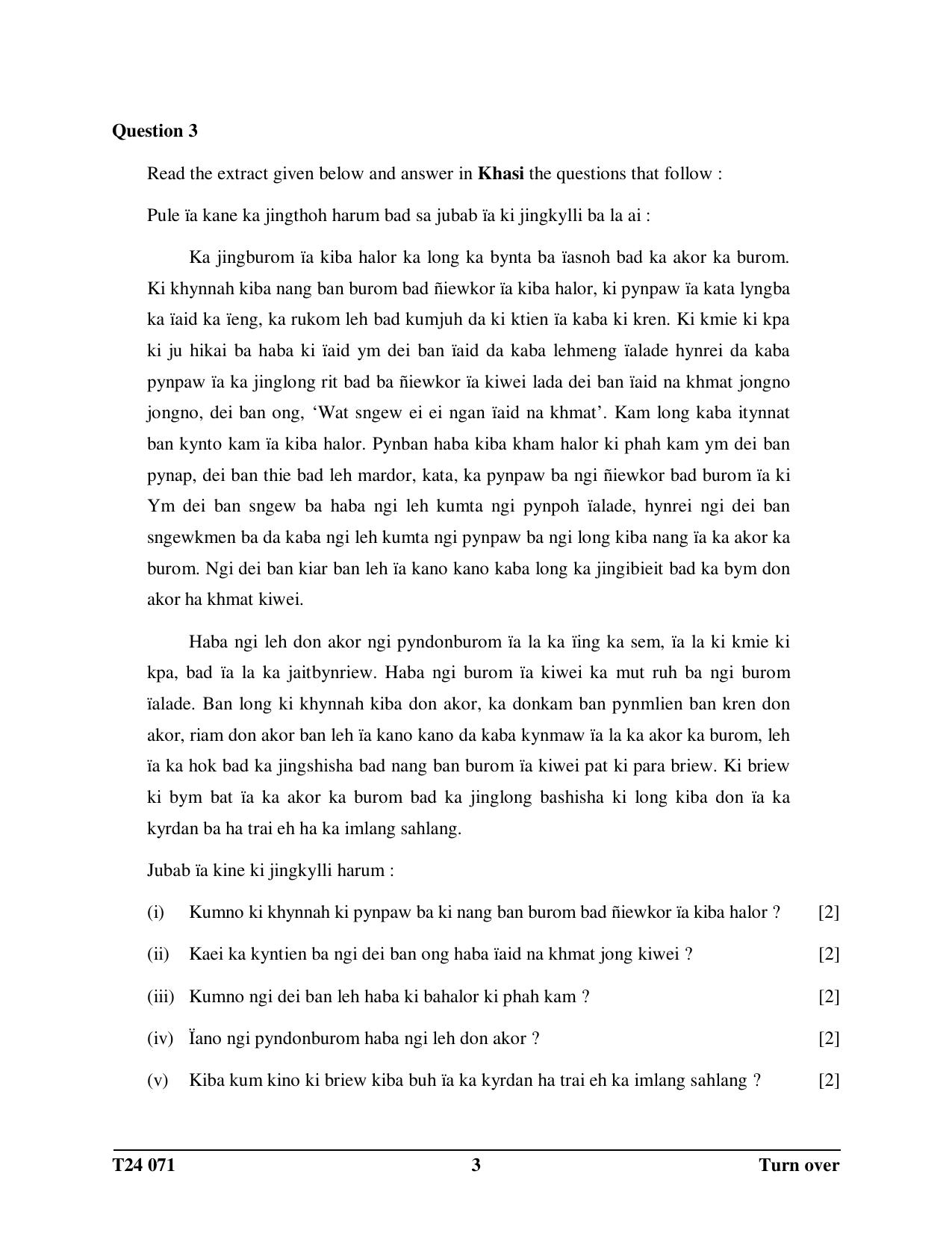 ICSE Class 10 Khasi 2024 Question Paper - Page 3