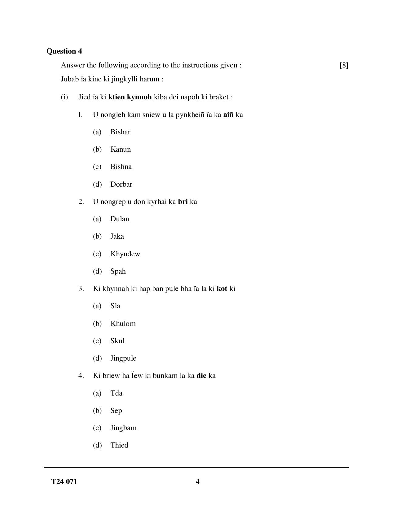 ICSE Class 10 Khasi 2024 Question Paper - Page 4
