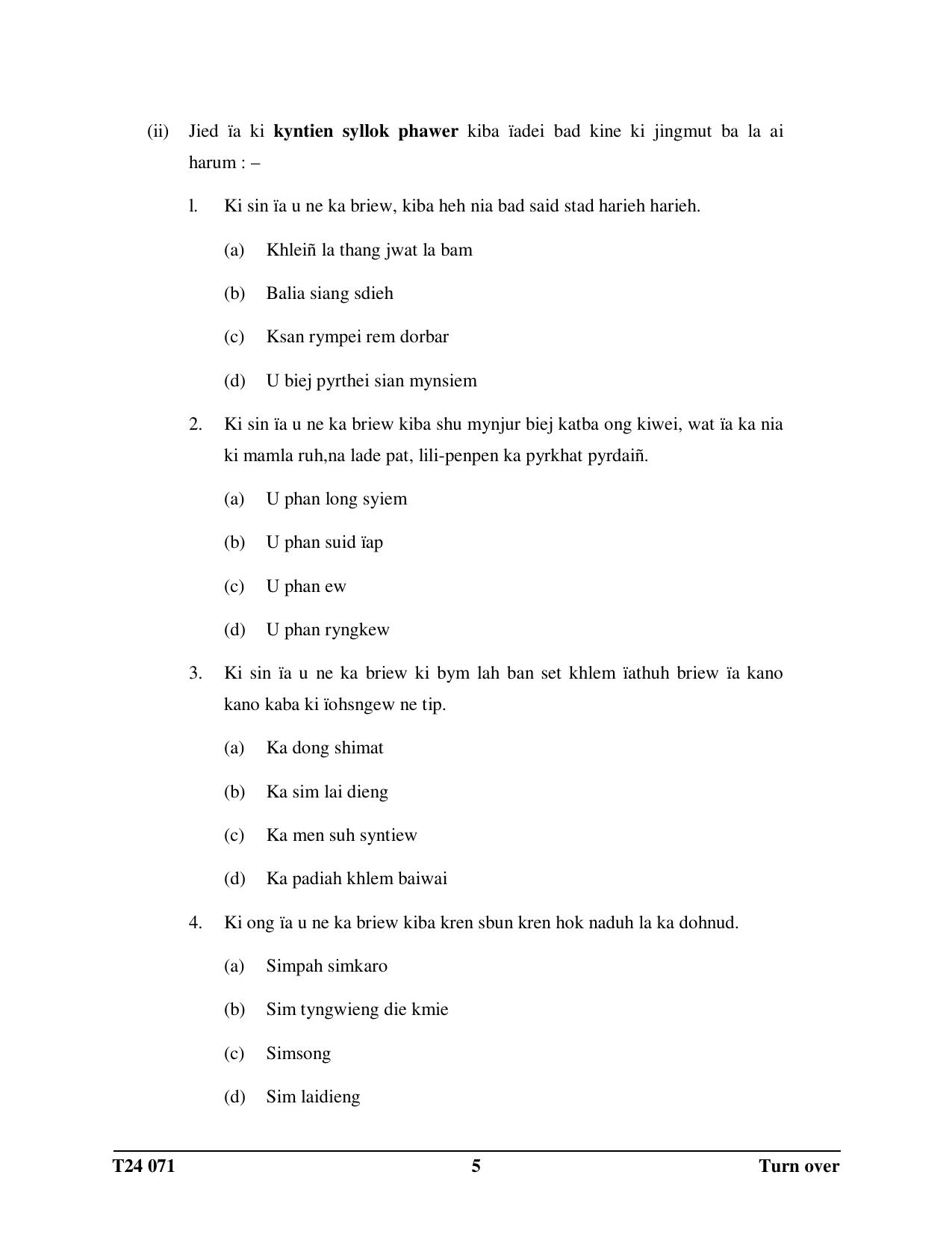 ICSE Class 10 Khasi 2024 Question Paper - Page 5