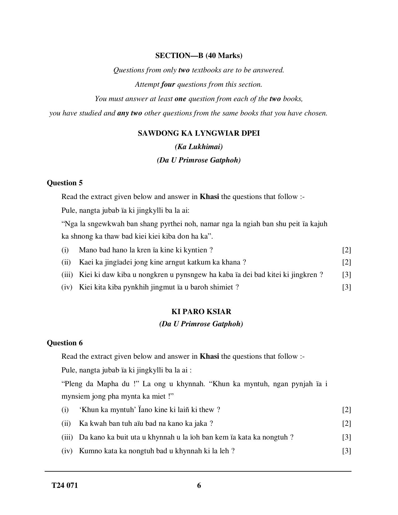 ICSE Class 10 Khasi 2024 Question Paper - Page 6
