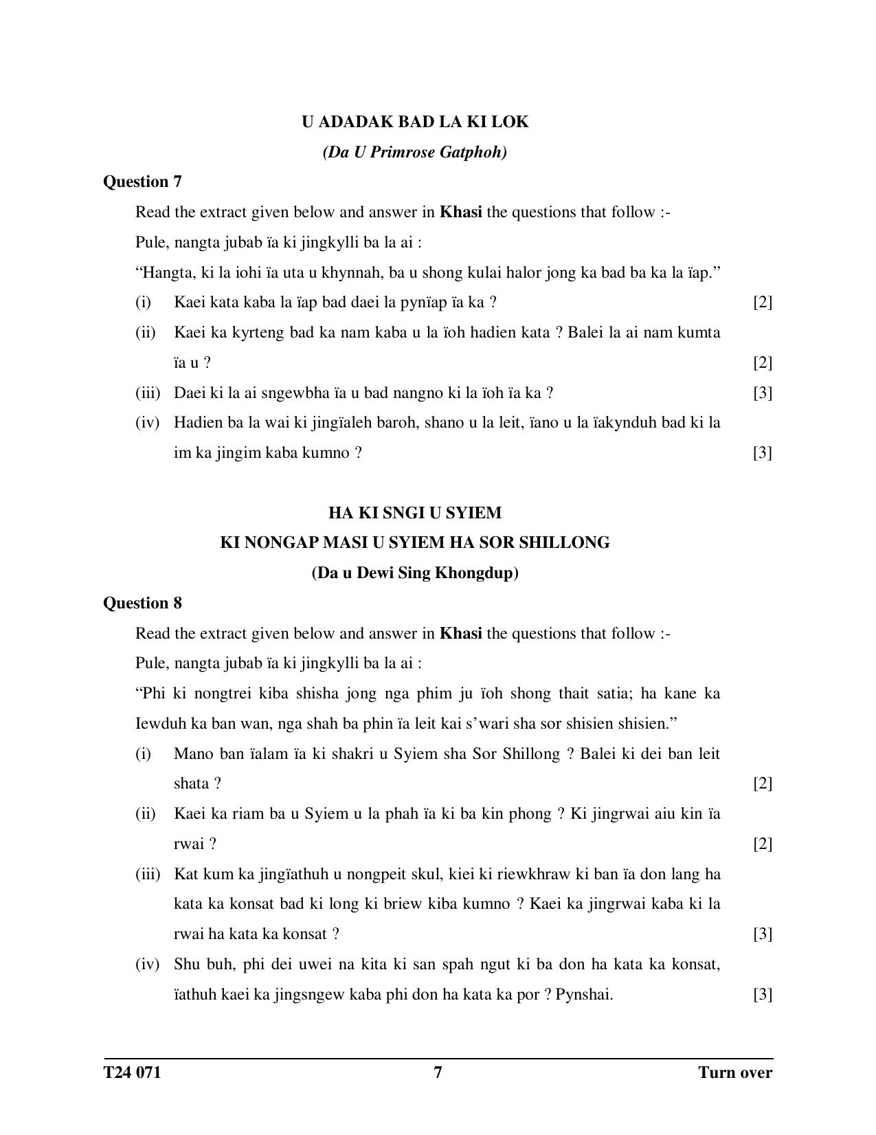 ICSE Class 10 Khasi 2024 Question Paper - Page 7
