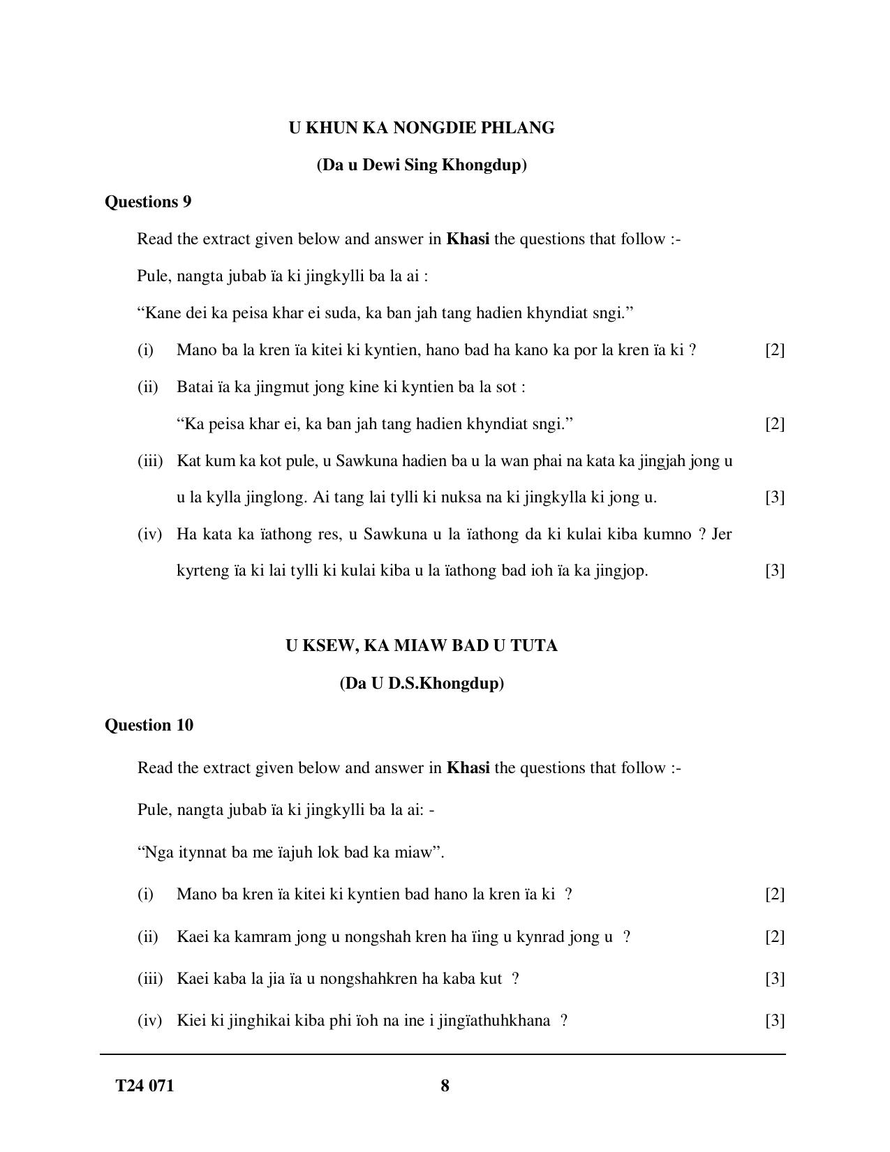 ICSE Class 10 Khasi 2024 Question Paper - Page 8