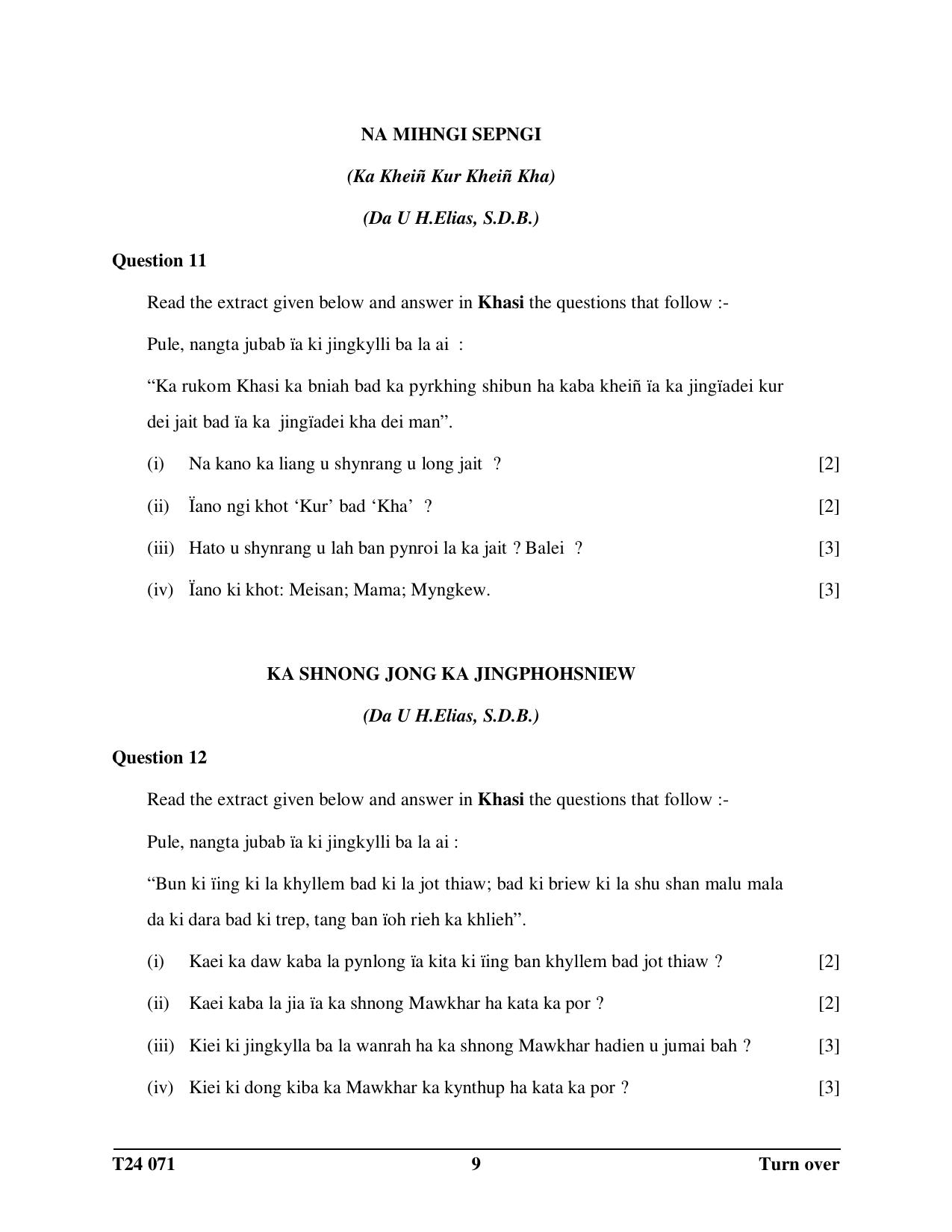 ICSE Class 10 Khasi 2024 Question Paper - Page 9