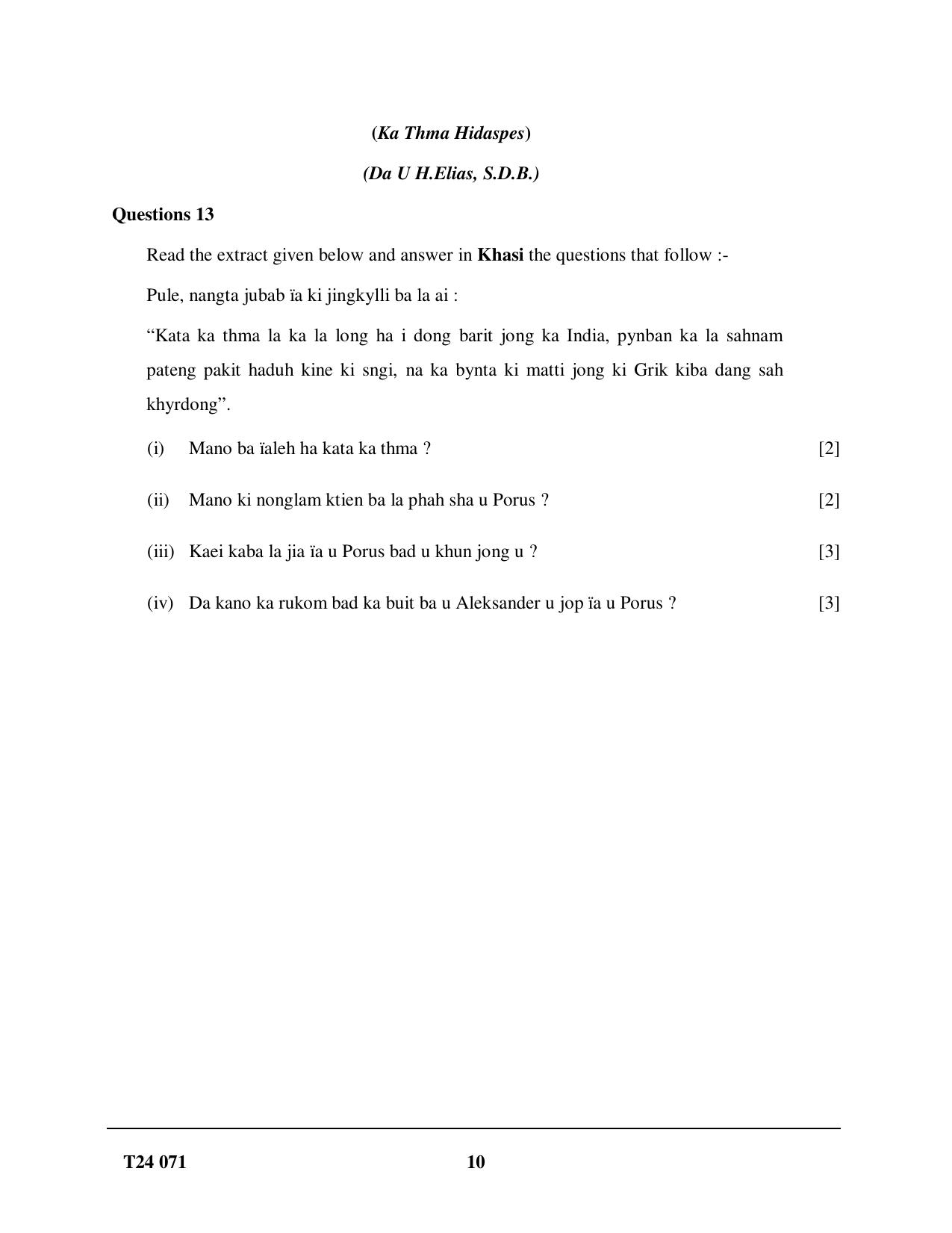 ICSE Class 10 Khasi 2024 Question Paper - Page 10