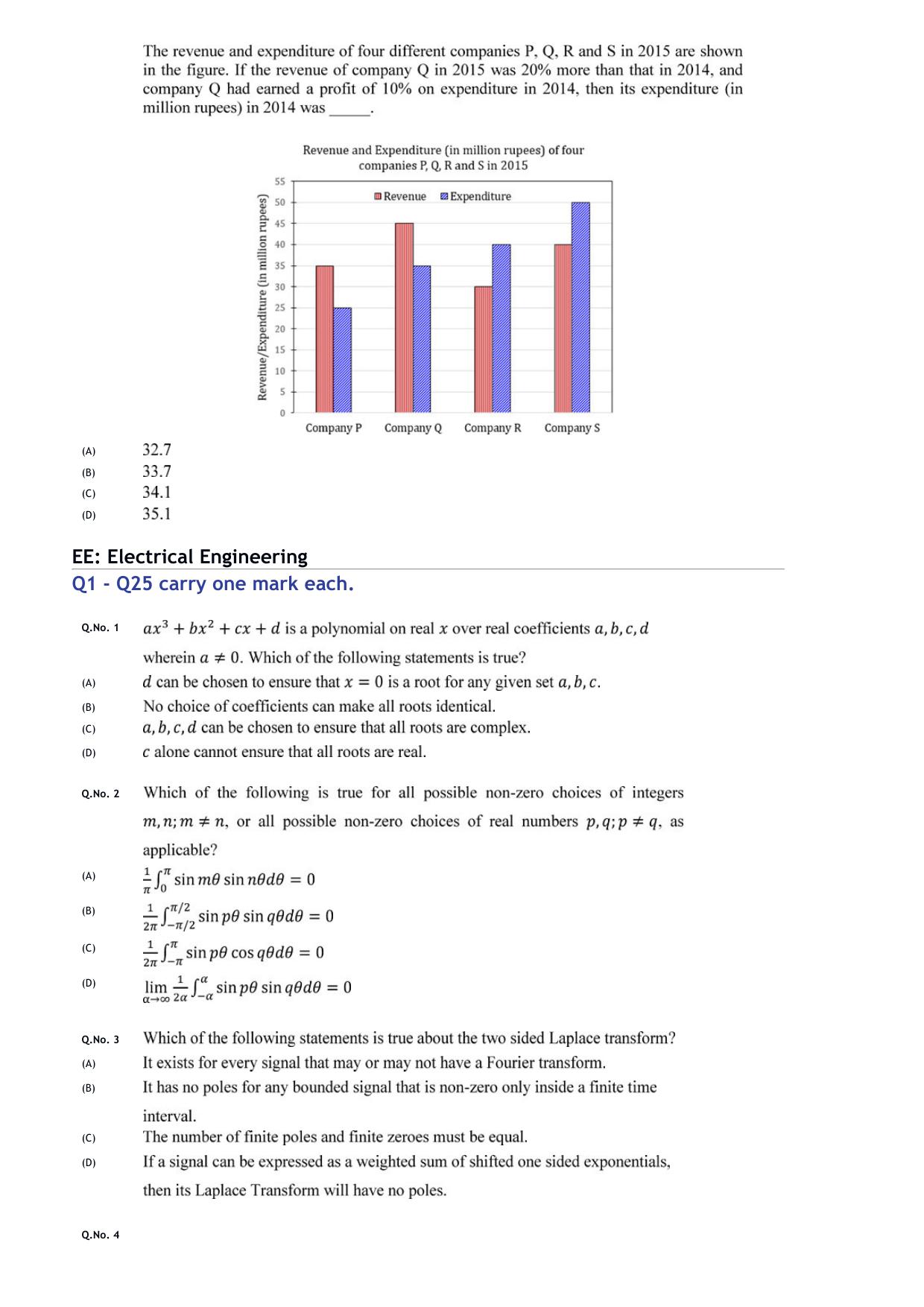 GATE 2020 Electrical Engineering (EE) Question Paper - Page 3