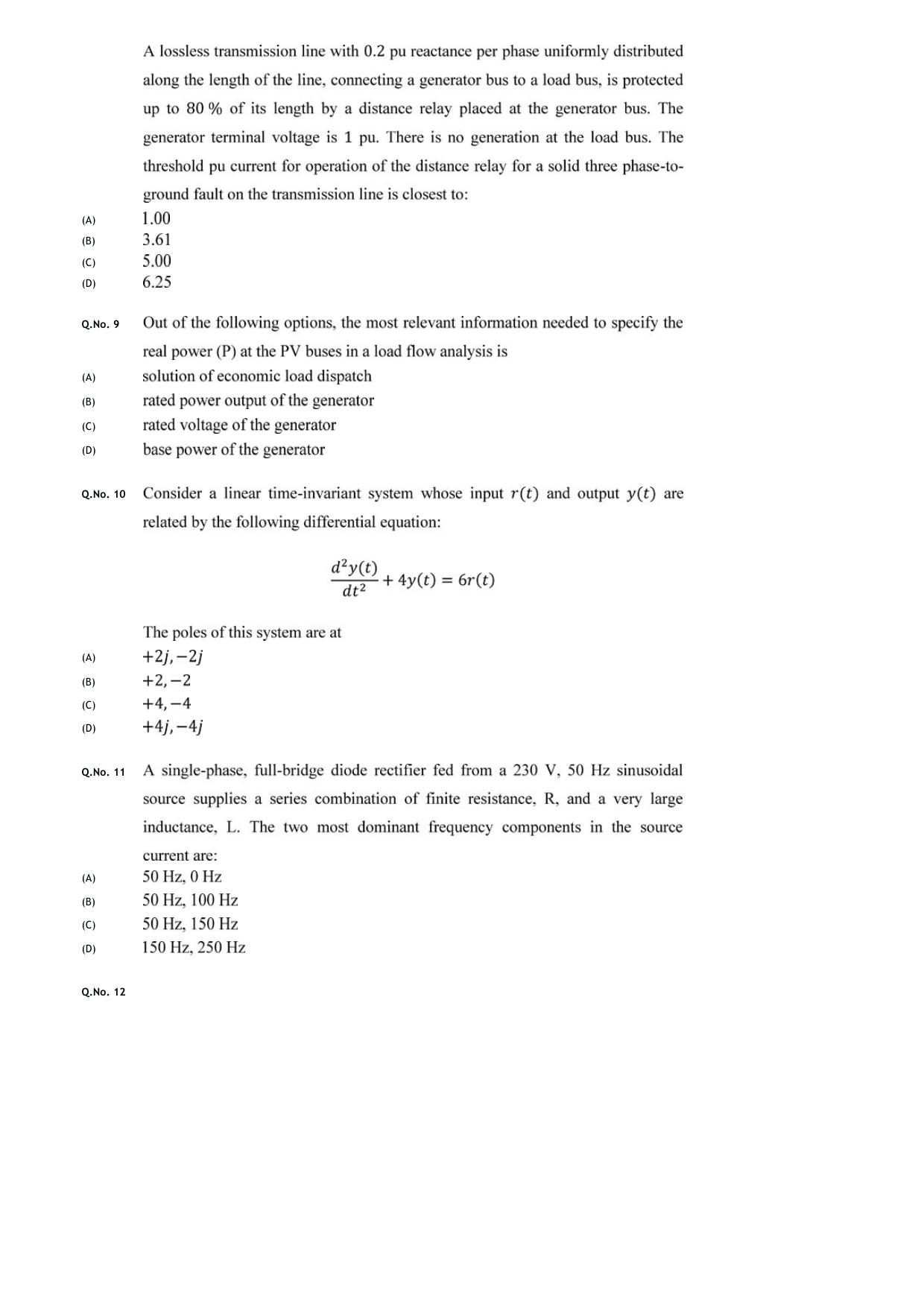 GATE 2020 Electrical Engineering (EE) Question Paper - Page 5