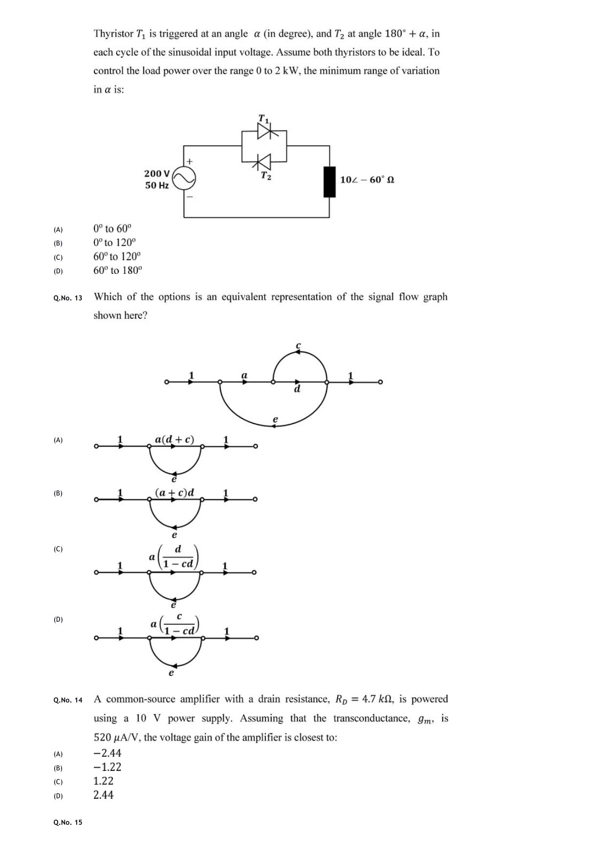 GATE 2020 Electrical Engineering (EE) Question Paper - Page 6