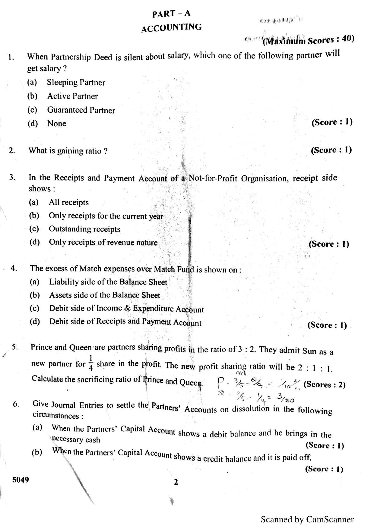 Kerala Plus Two 2017 Accountancy AFS Question Paper - Page 2