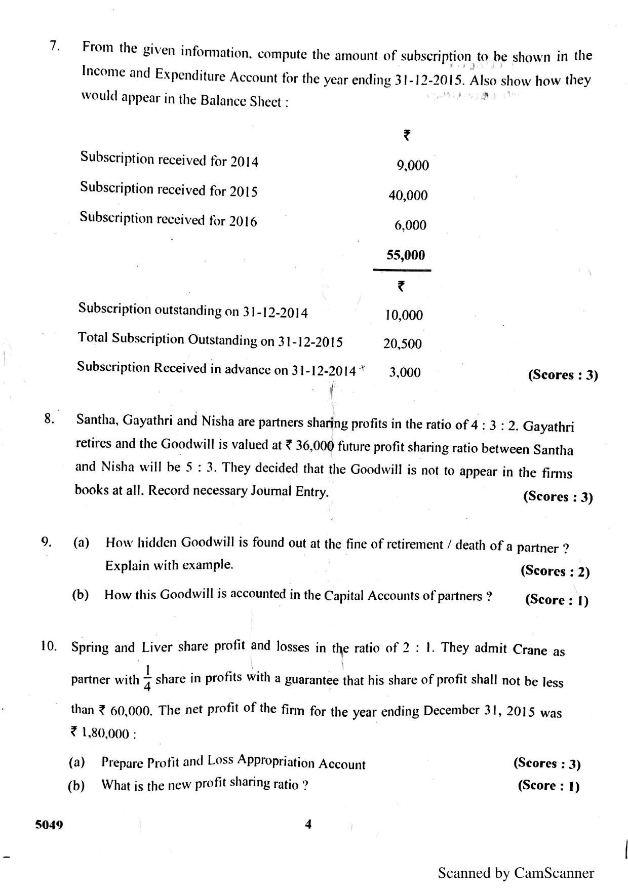Kerala Plus Two 2017 Accountancy AFS Question Paper - Page 3