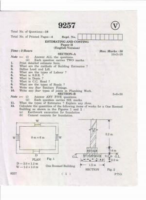 AP Inter. 2nd Year Vocational Question Paper May – 2019 - Estimating & Costing-II 2