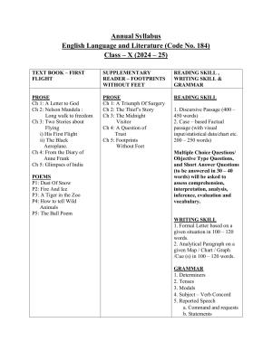 Edudel Class 10 English (English Medium) Syllabus 2025