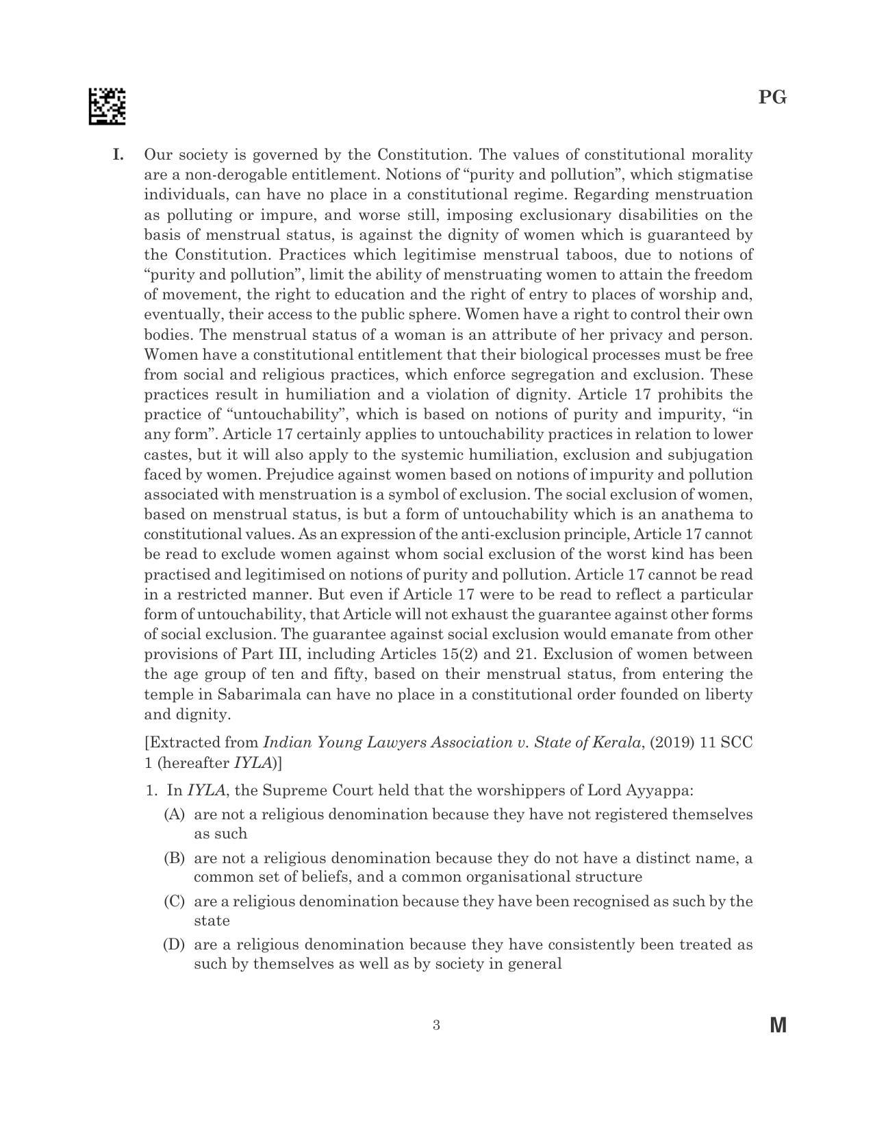 CLAT 2023 PG Question Paper - Page 3