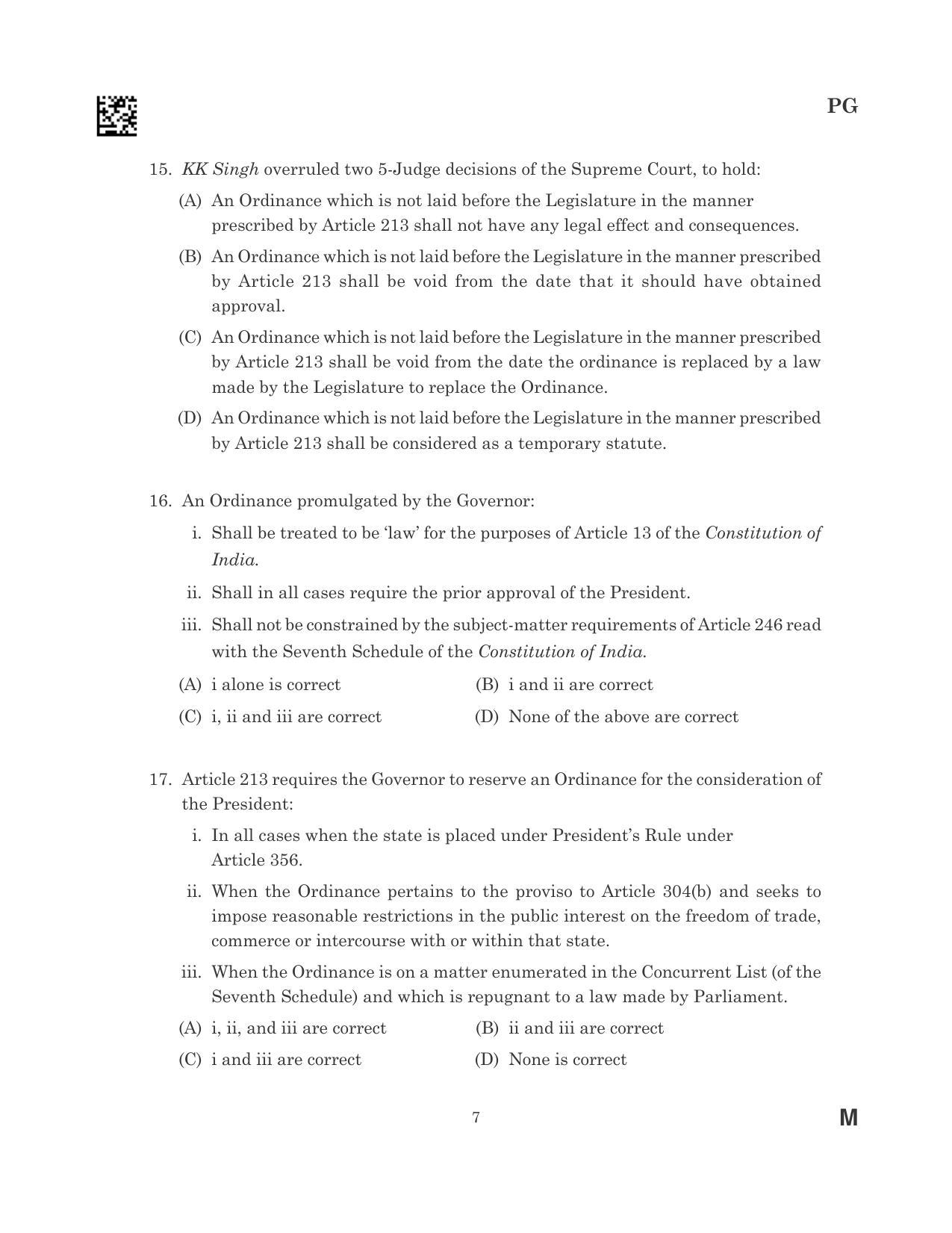 CLAT 2023 PG Question Paper - Page 7