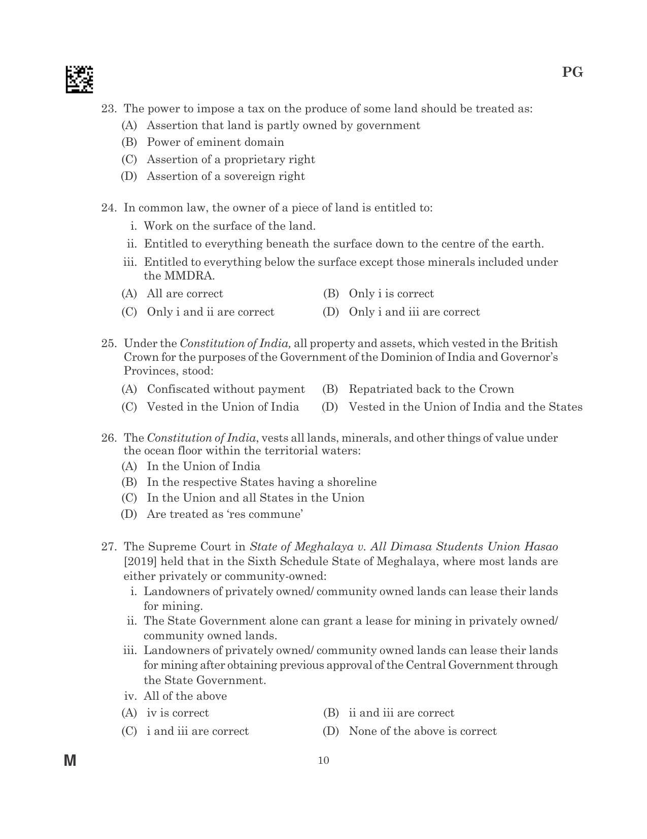 CLAT 2023 PG Question Paper - Page 10