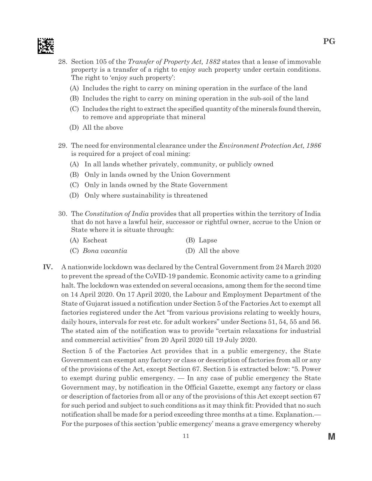 CLAT 2023 PG Question Paper - Page 11