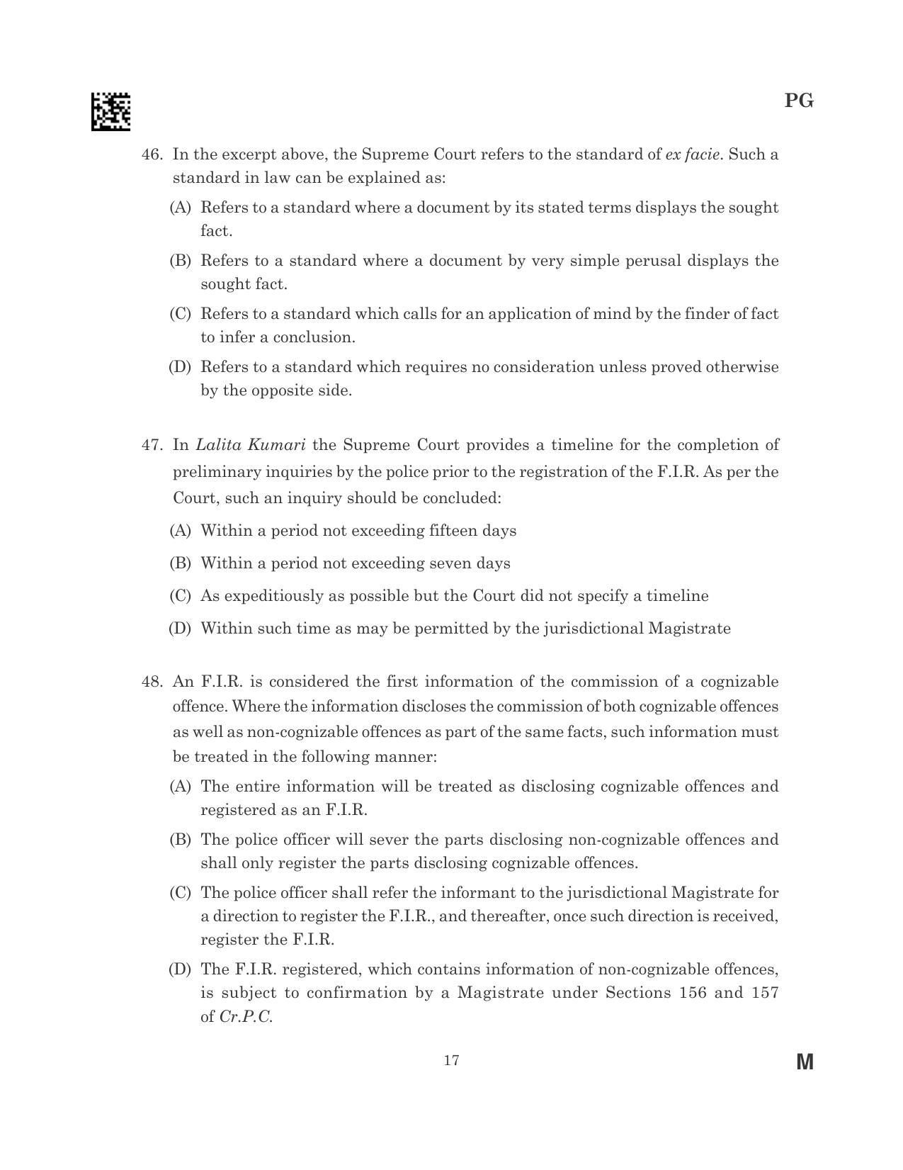CLAT 2023 PG Question Paper - Page 17