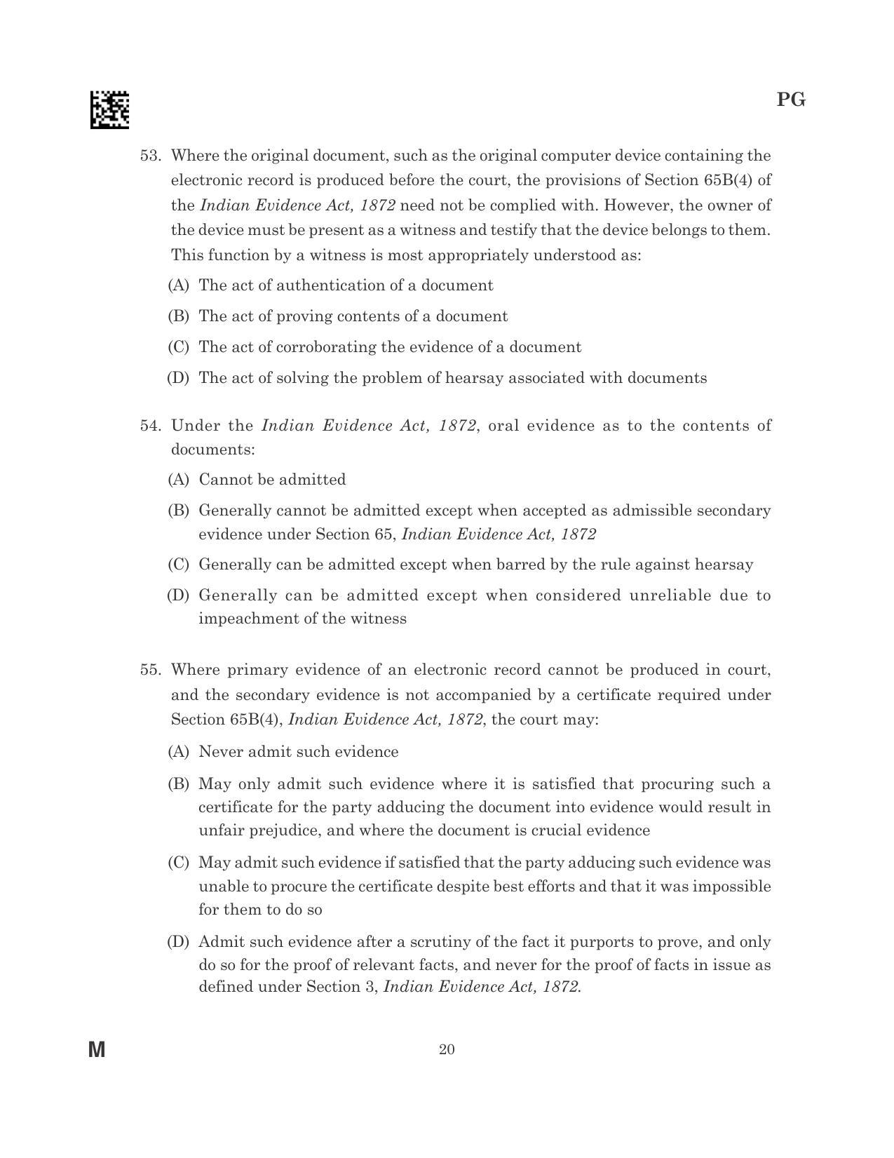 CLAT 2023 PG Question Paper - Page 20
