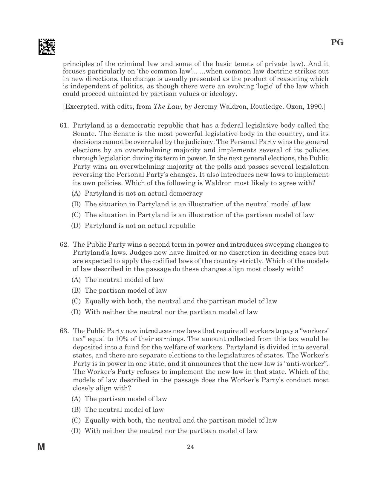 CLAT 2023 PG Question Paper - Page 24