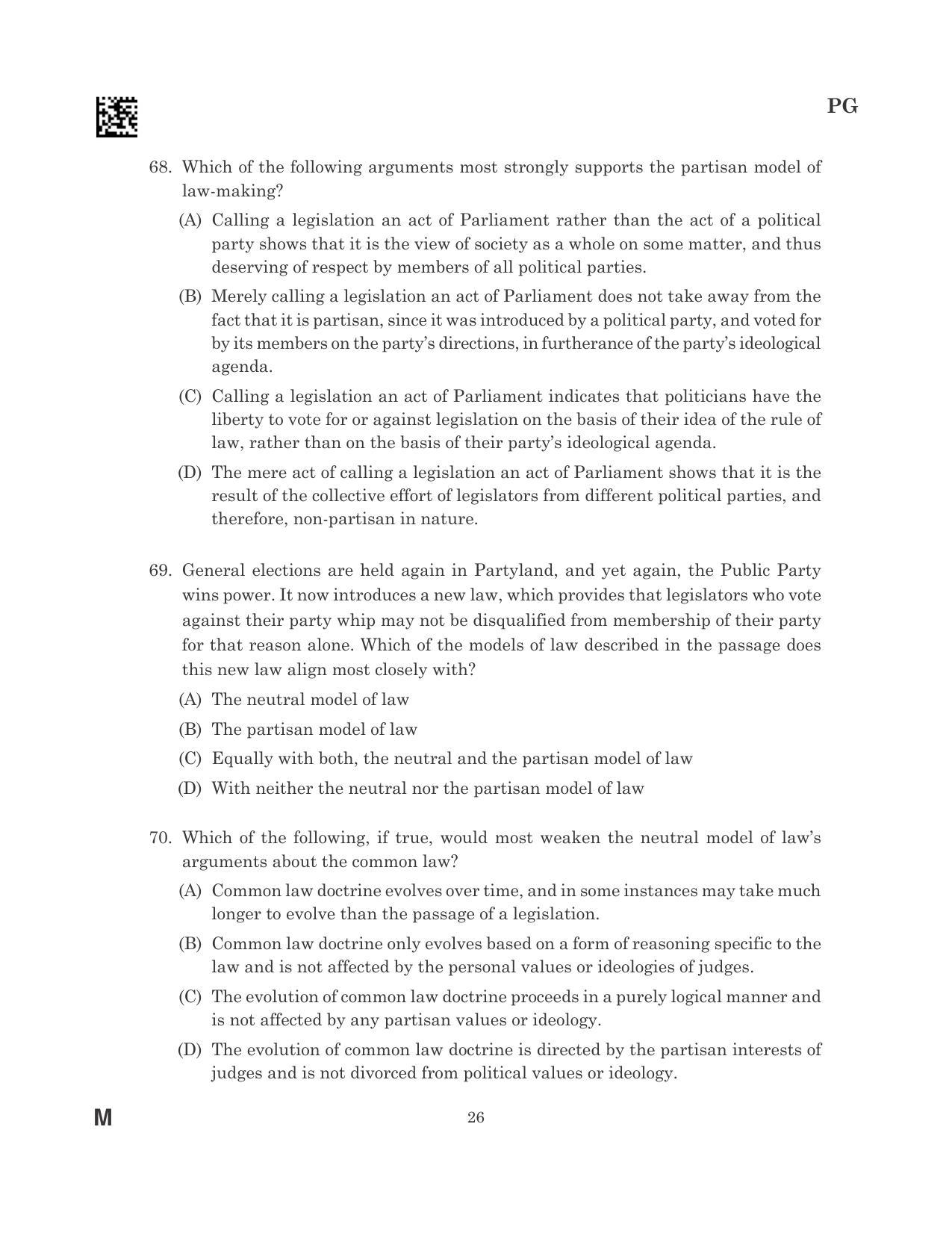 CLAT 2023 PG Question Paper - Page 26